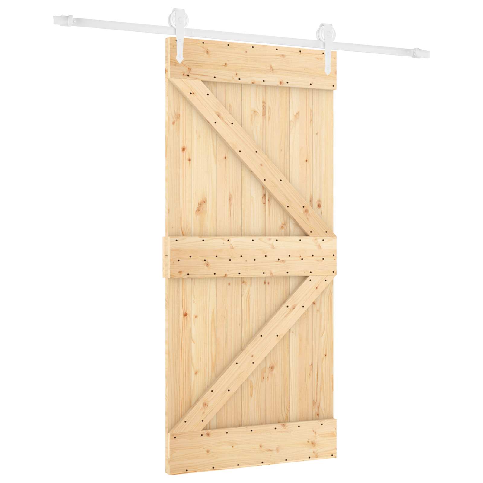 Klizna vrata Prirodna i bijela 90 x 210 cm Masivna borovina