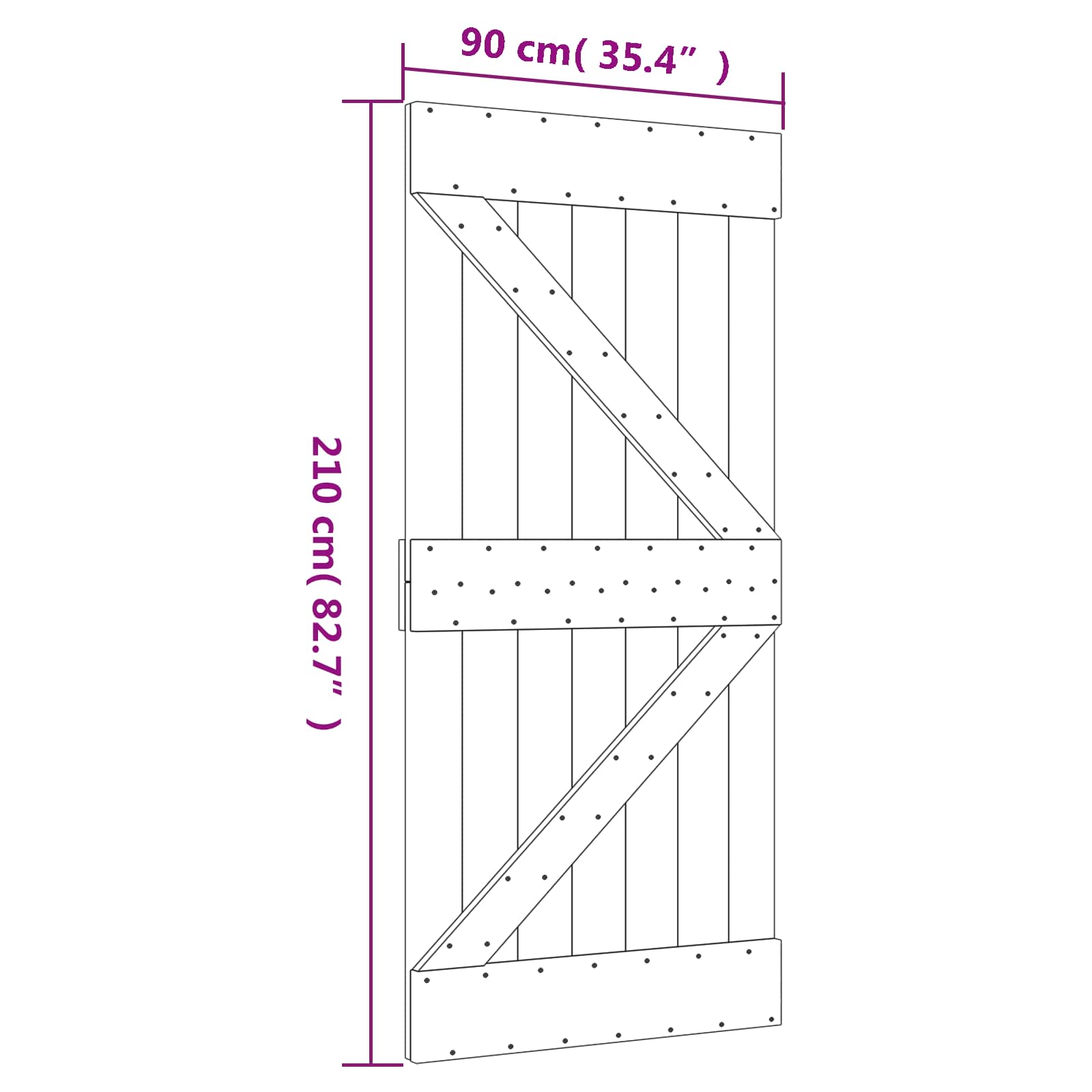 Klizna vrata Prirodna i bijela 90 x 210 cm Masivna borovina