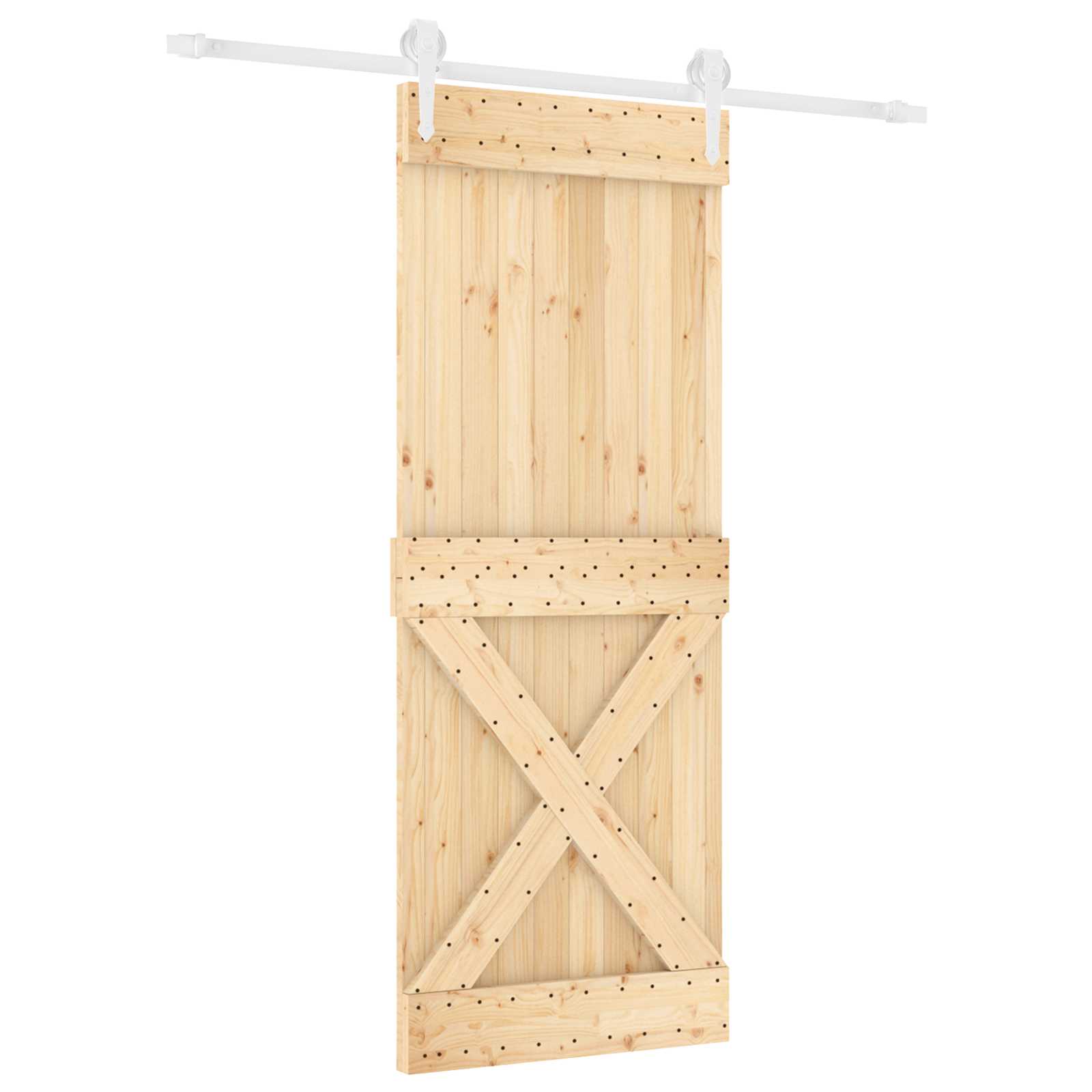 Klizna vrata Prirodna i bijela 80 x 210 cm Čvrsta borovina
