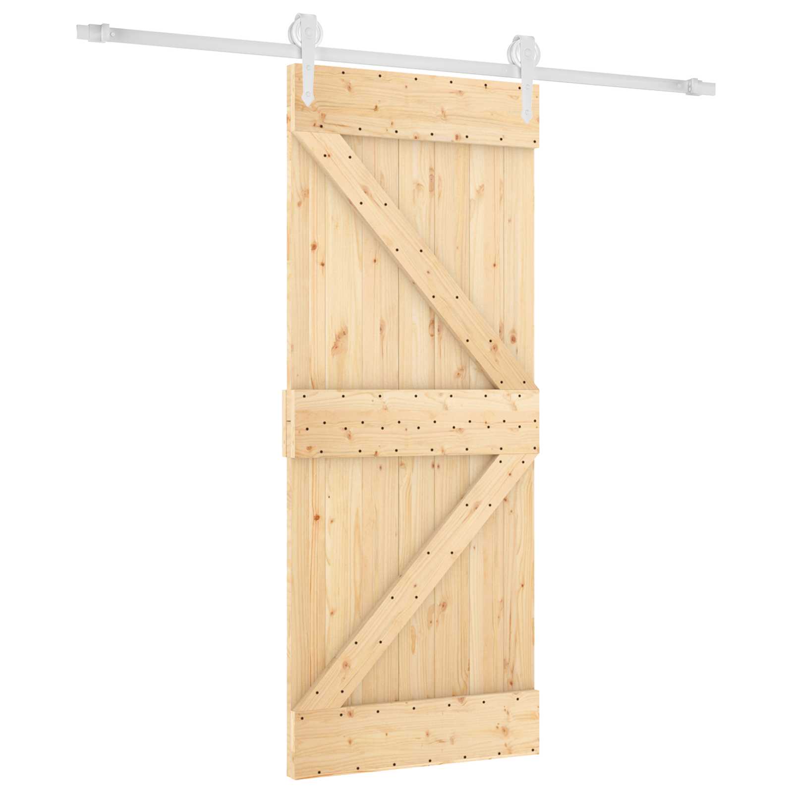 Klizna vrata Prirodna i bijela 85 x 210 cm Čvrsta borovina