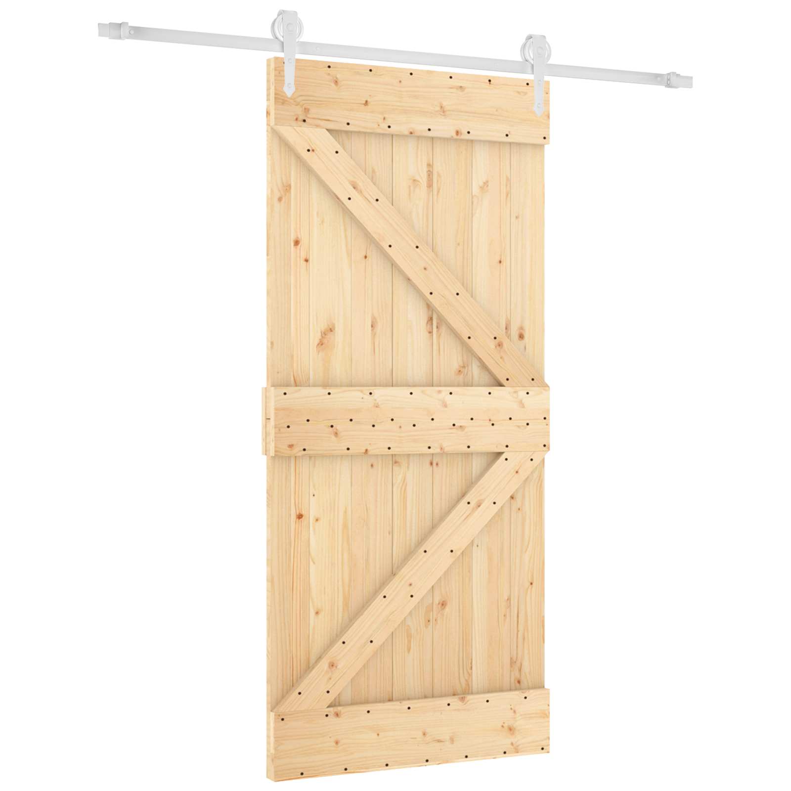 Klizna vrata Prirodna i bijela 95 x 210 cm Čvrsta borovina