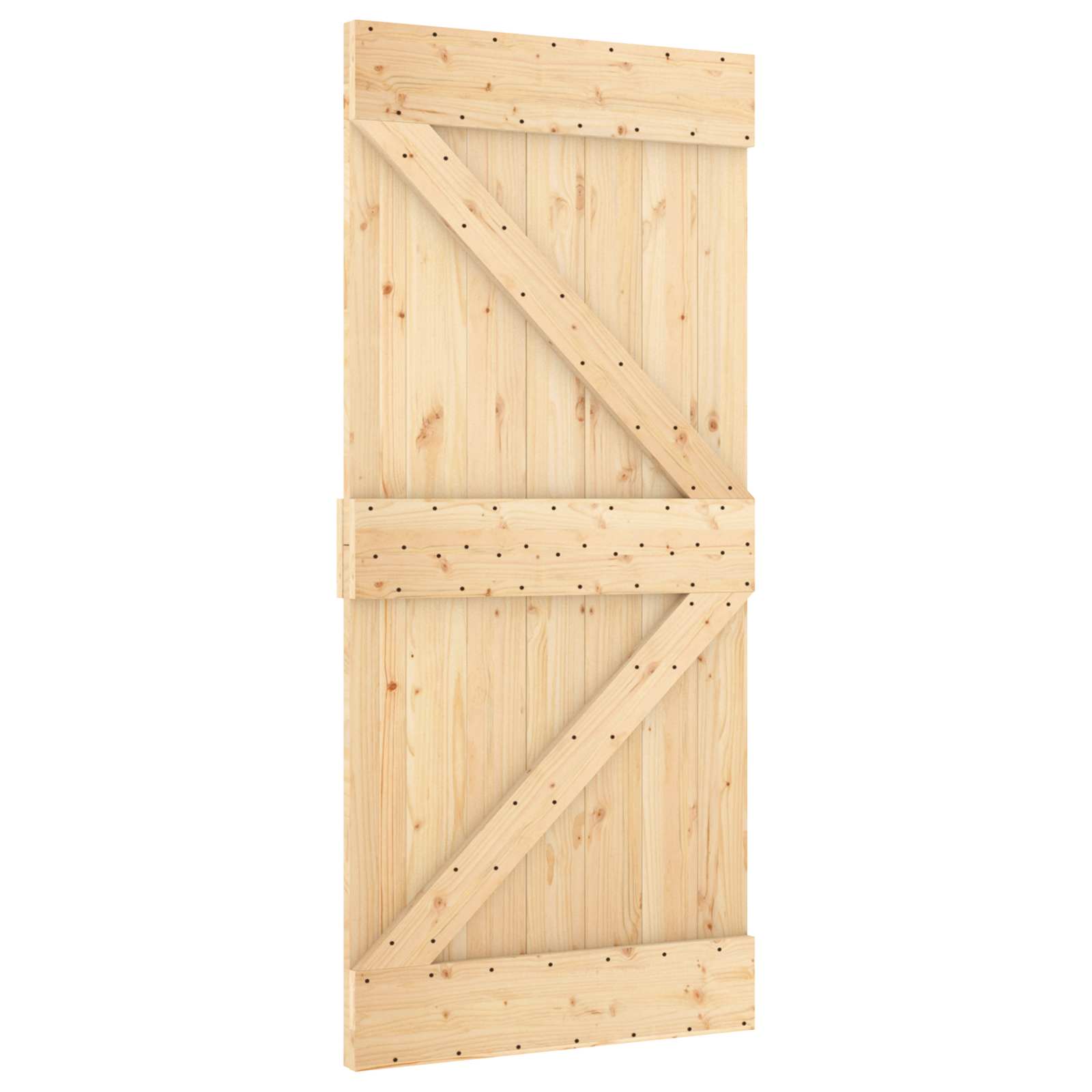 Klizna vrata Prirodna i bijela 95 x 210 cm Čvrsta borovina