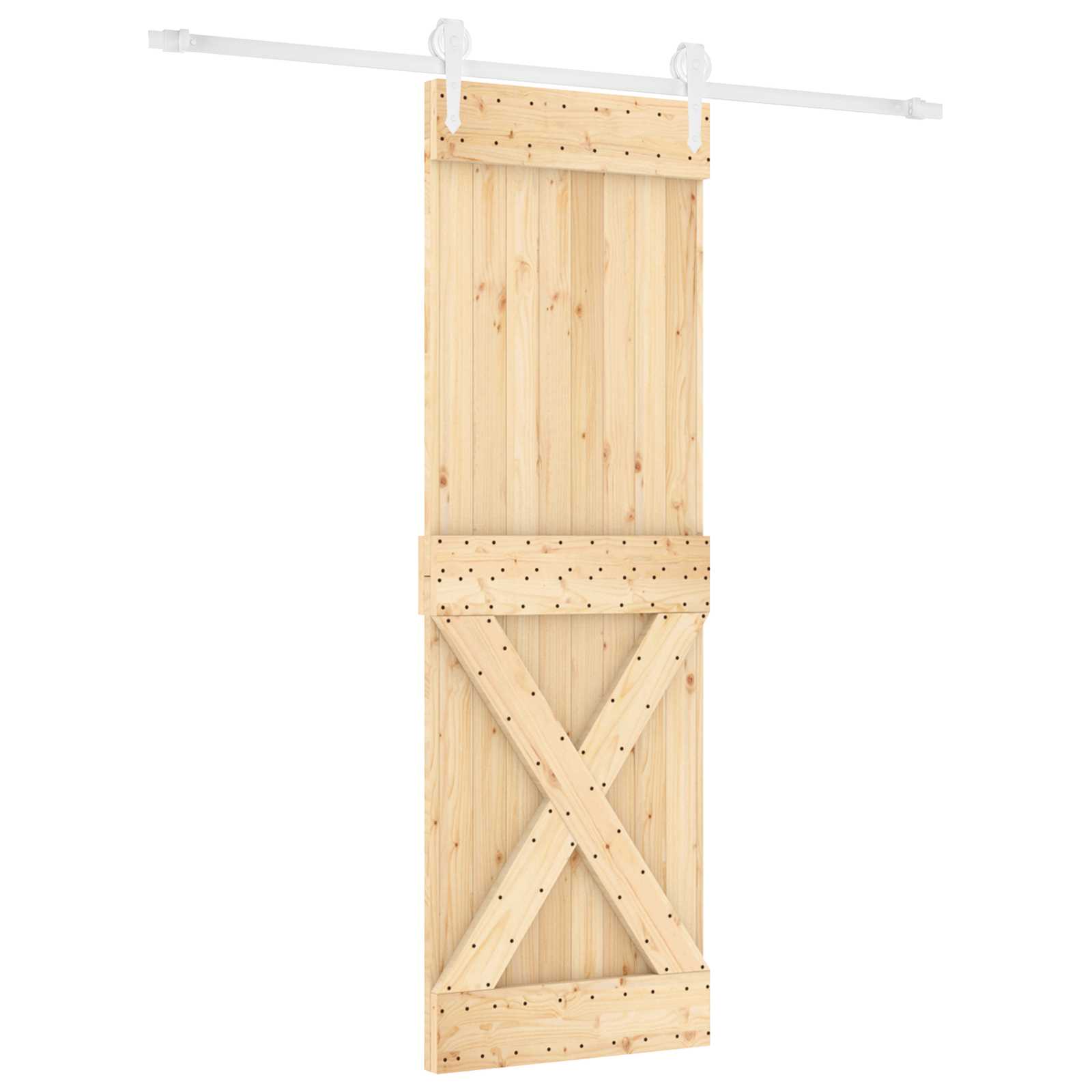 Klizna vrata Prirodna i bijela 80 x 210 cm Masivna borovina