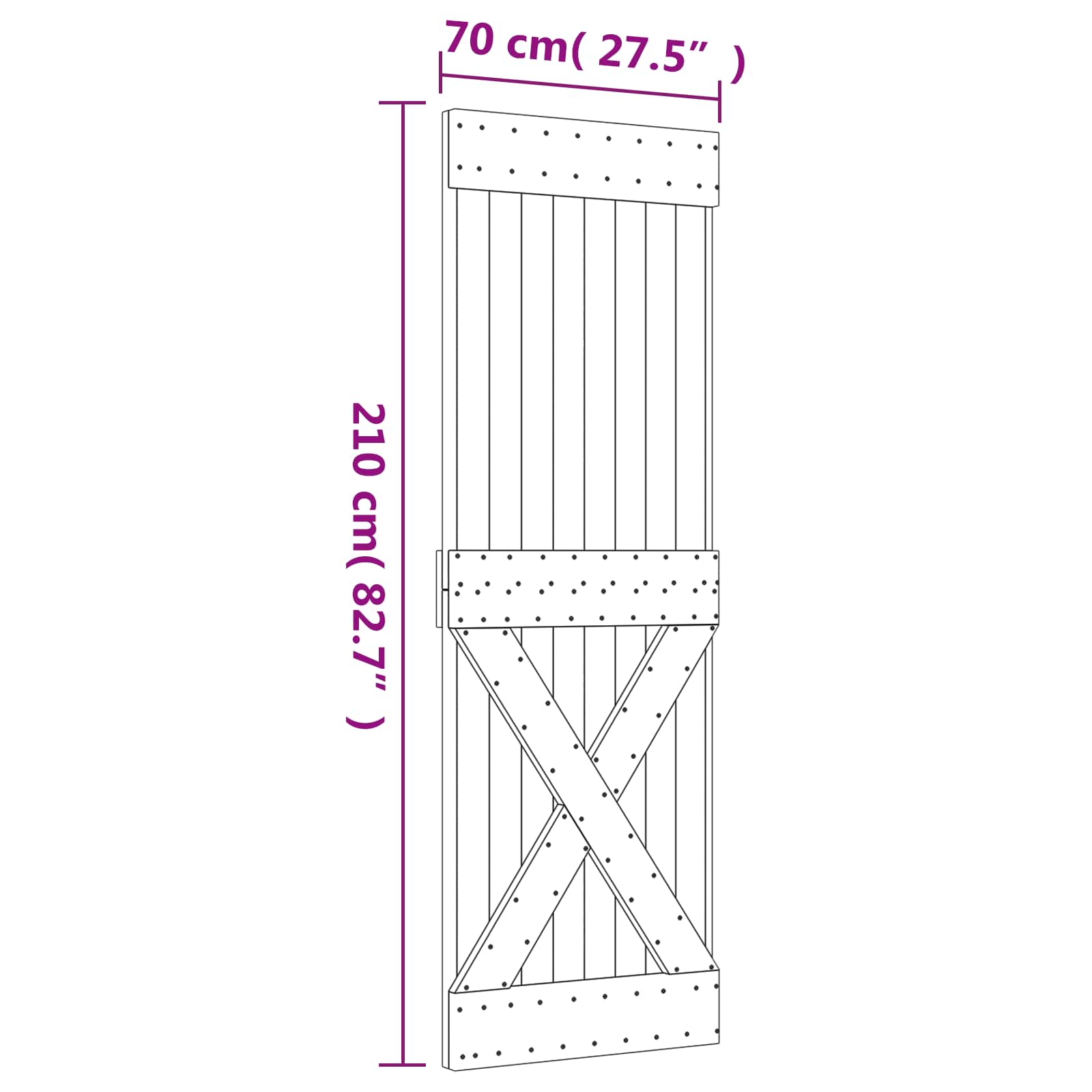 Klizna vrata Prirodna i bijela 80 x 210 cm Masivna borovina