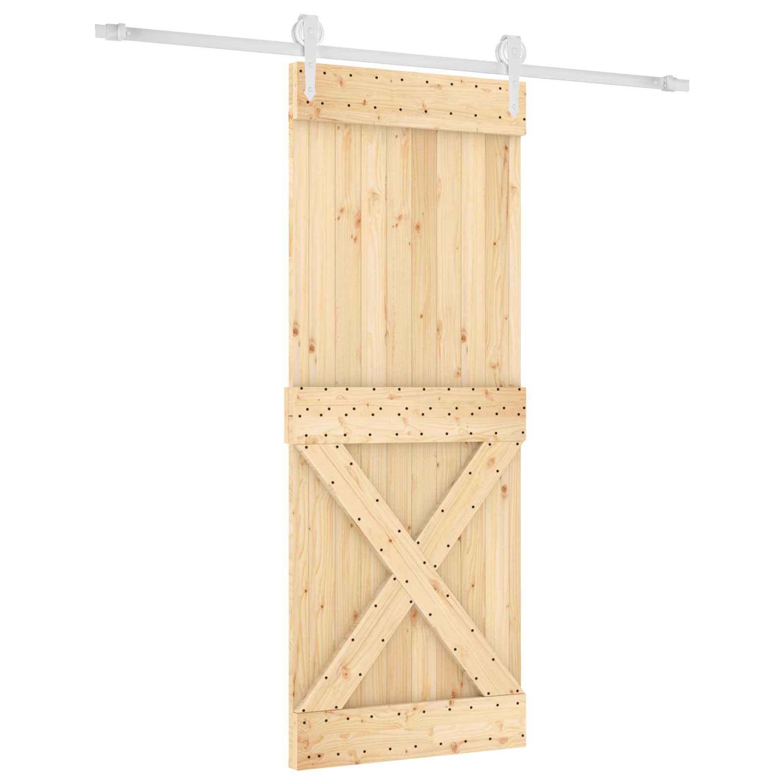 Klizna vrata Prirodna i bijela 90 x 210 cm Masivna borovina