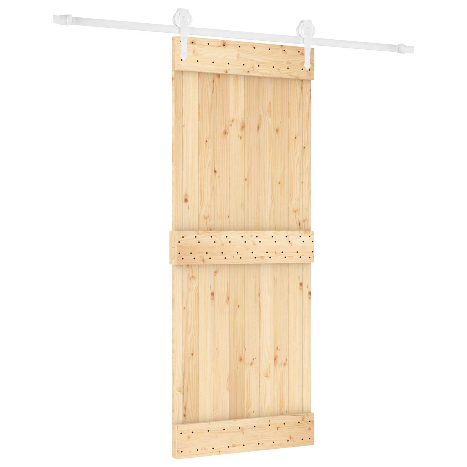 Klizna vrata Prirodna i bijela 80 x 210 cm Čvrsta borovina