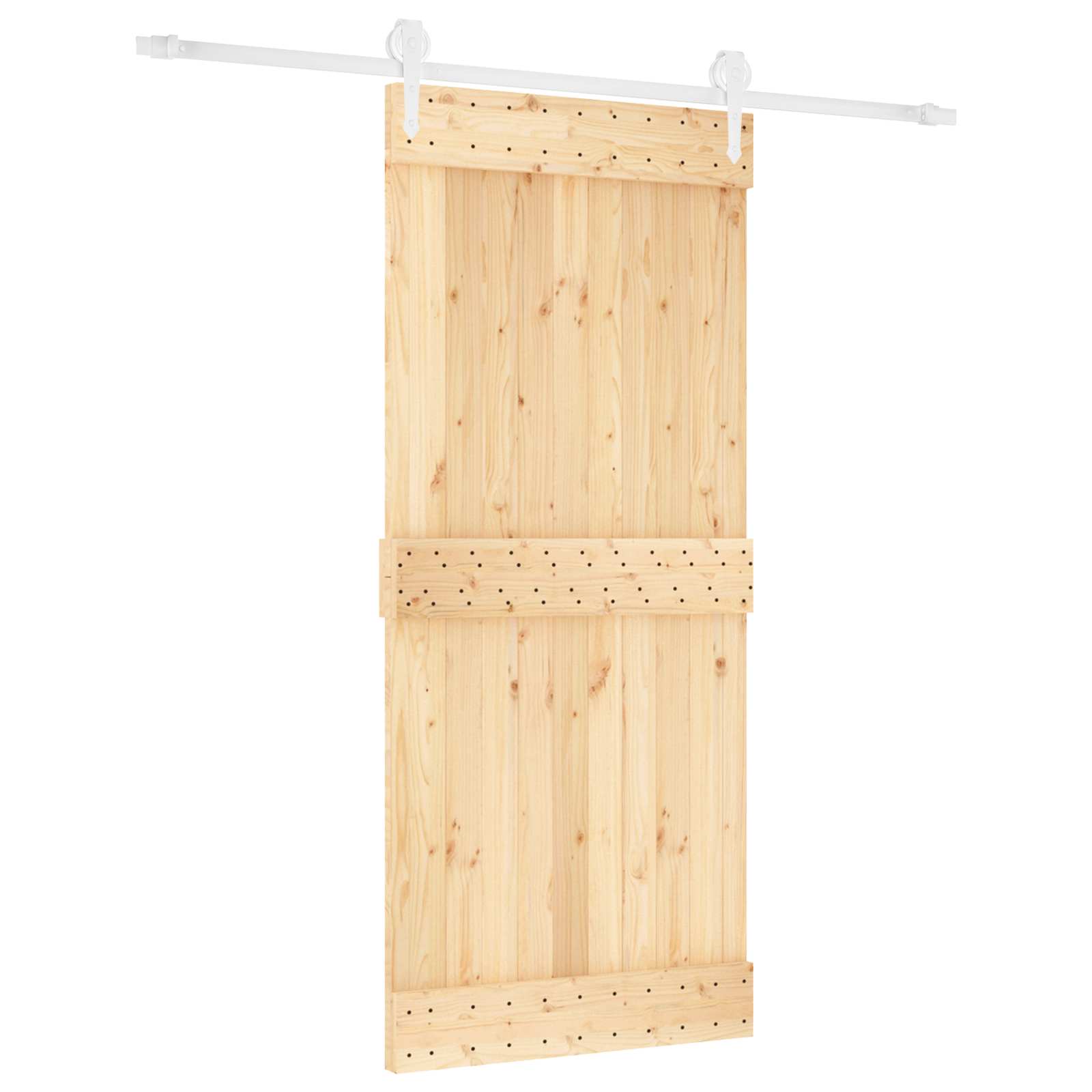 Klizna vrata Prirodna i bijela 90 x 210 cm Čvrsta borovina