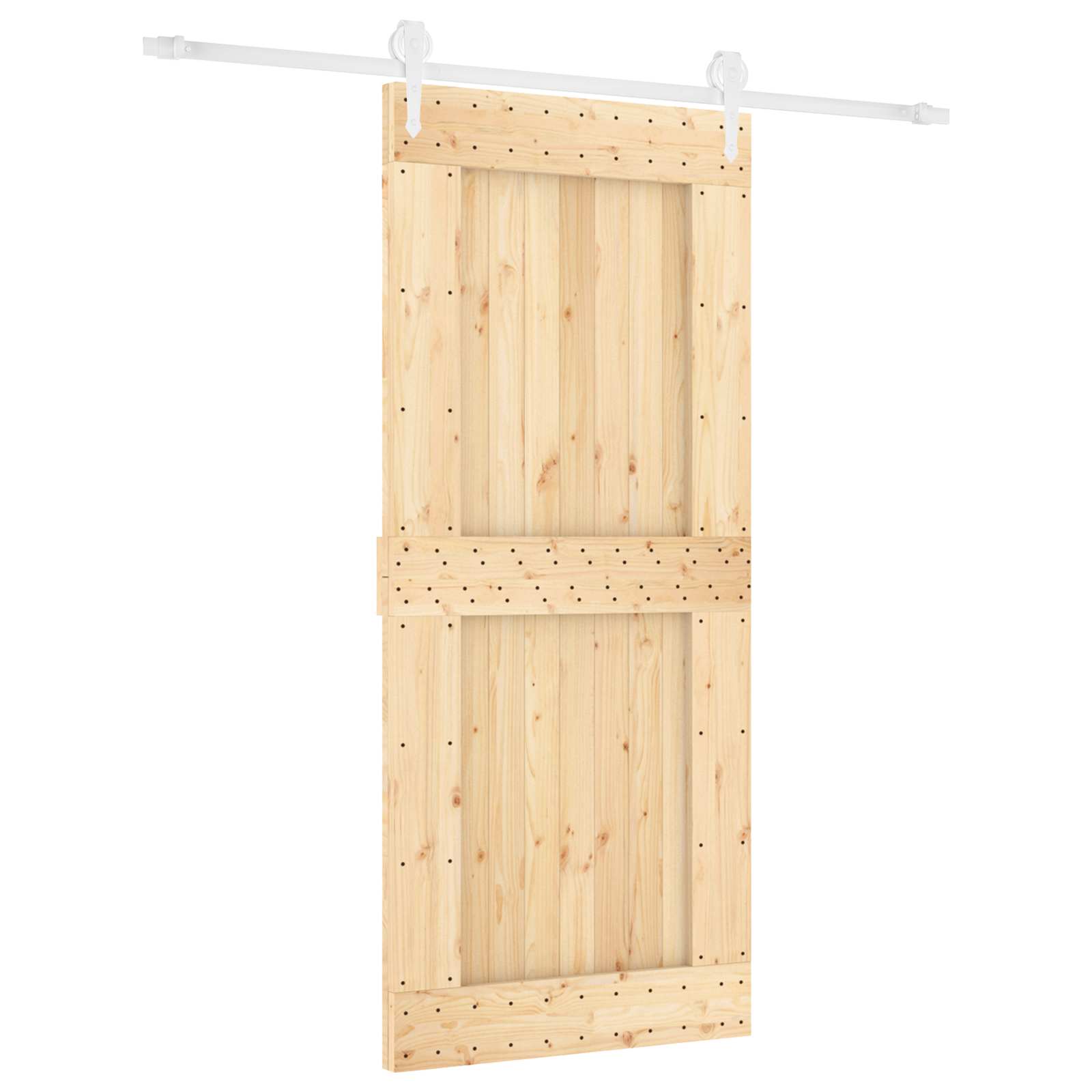 Klizna vrata Prirodna i bijela 90 x 210 cm Čvrsta borovina