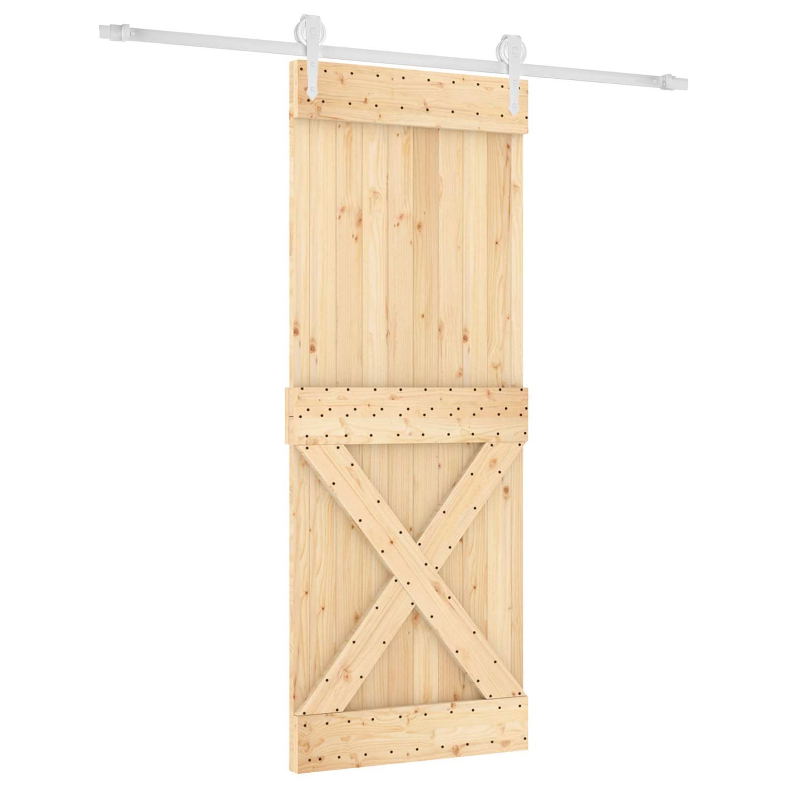Klizna vrata Prirodna i bijela 80 x 210 cm Čvrsta borovina