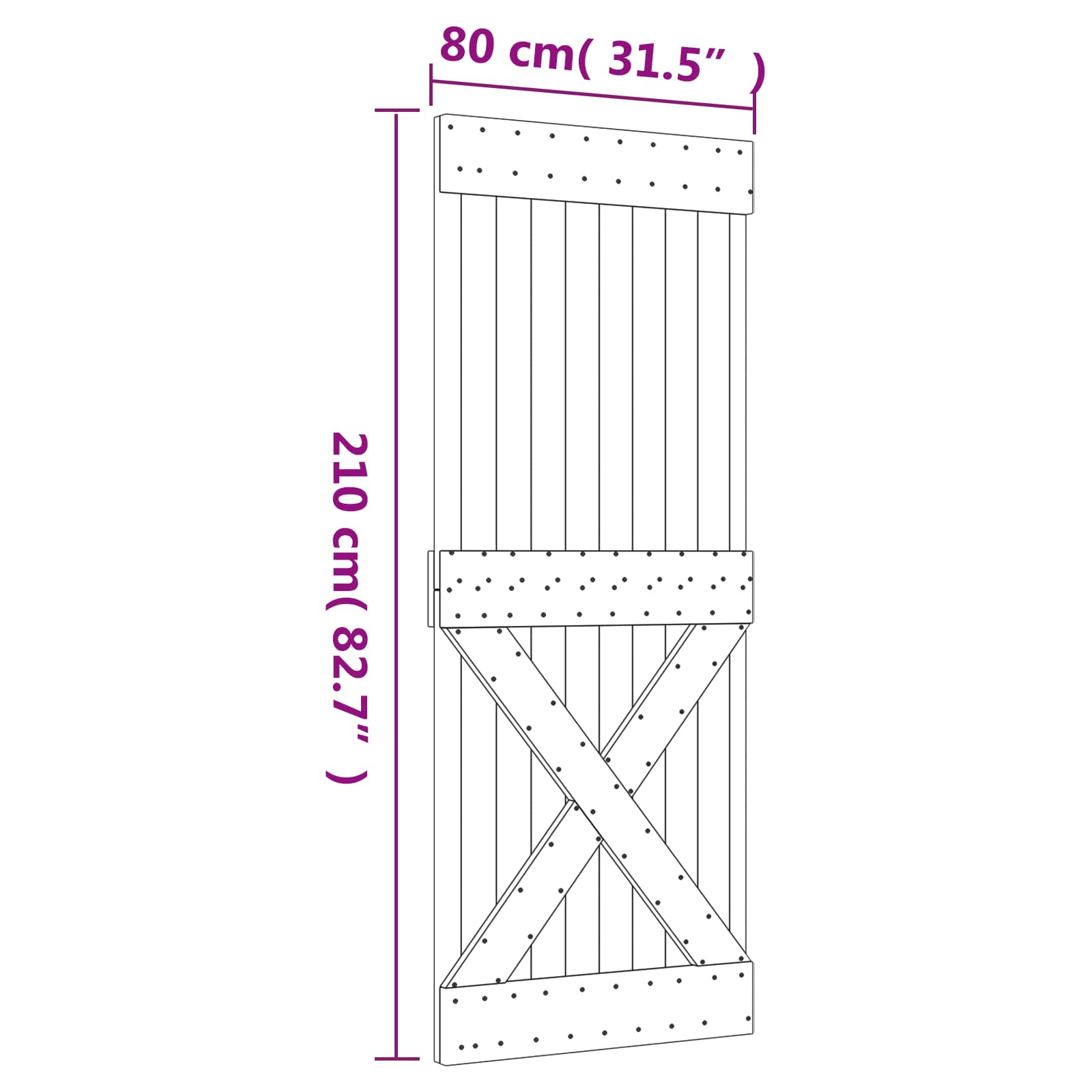 Klizna vrata Prirodna i bijela 80 x 210 cm Čvrsta borovina