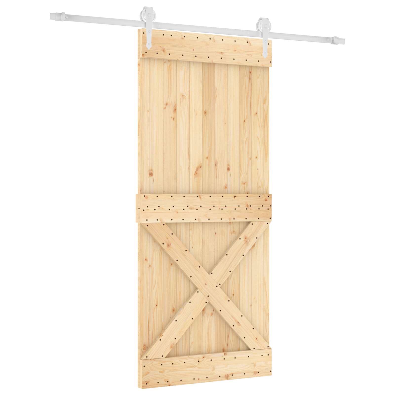 Klizna vrata Prirodna i bijela 90 x 210 cm Čvrsta borovina