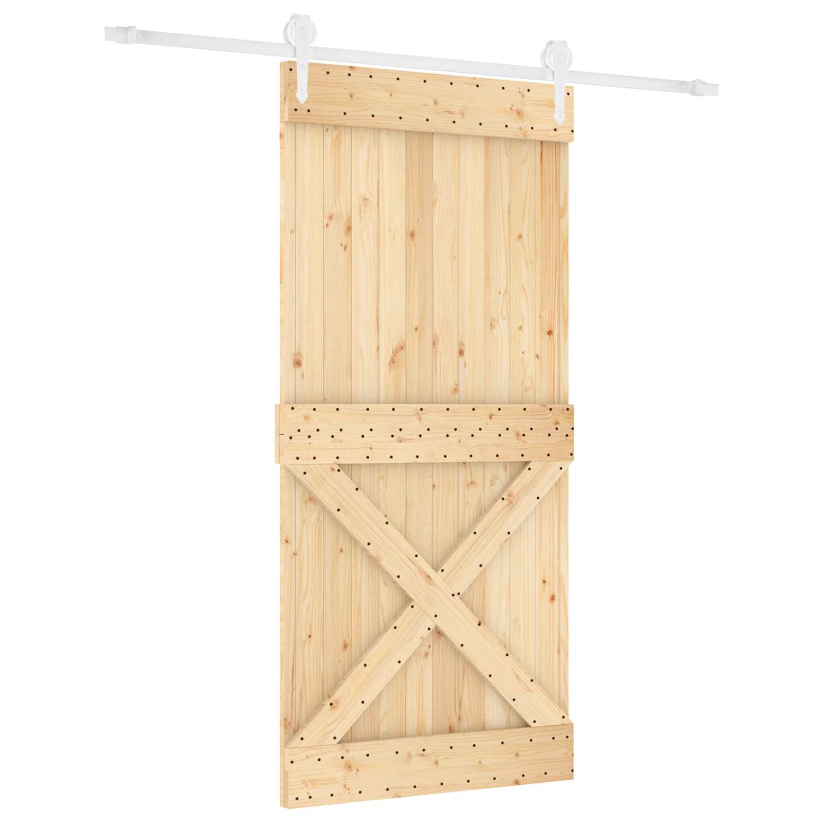 Klizna vrata Prirodna i bijela 95 x 210 cm Čvrsta borovina