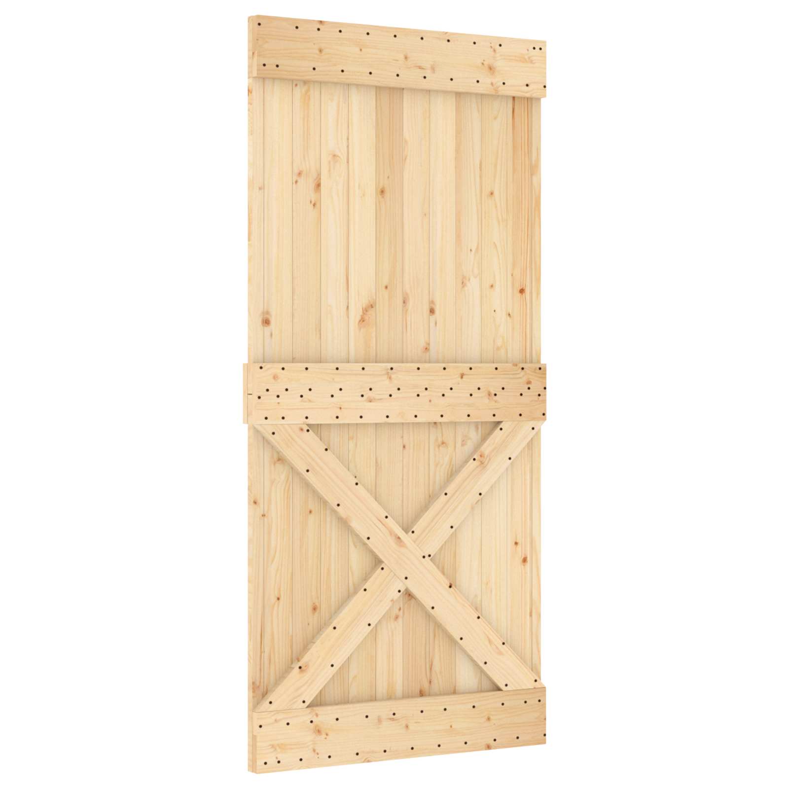 Klizna vrata Prirodna i bijela 95 x 210 cm Čvrsta borovina