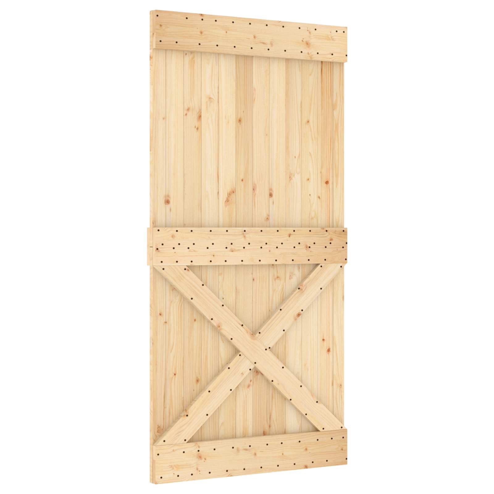 Klizna vrata Prirodna i bijela 100 x 210 cm Čvrsta borovina