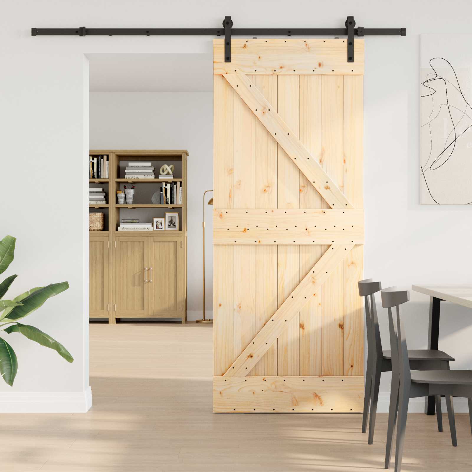 Klizna vrata NARVIK Prirodna i crna 85 x 210 cm (213,5 cm)