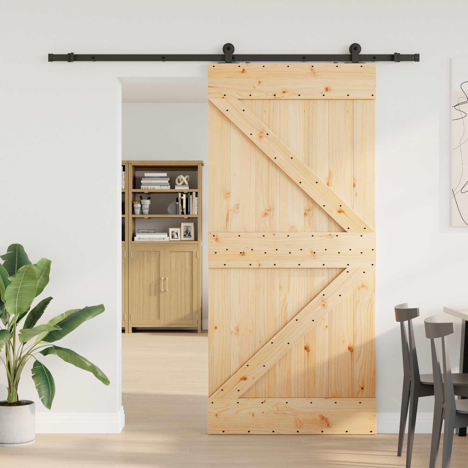 Klizna vrata NARVIK Prirodna i crna 100 x 210 cm (213,5 cm)
