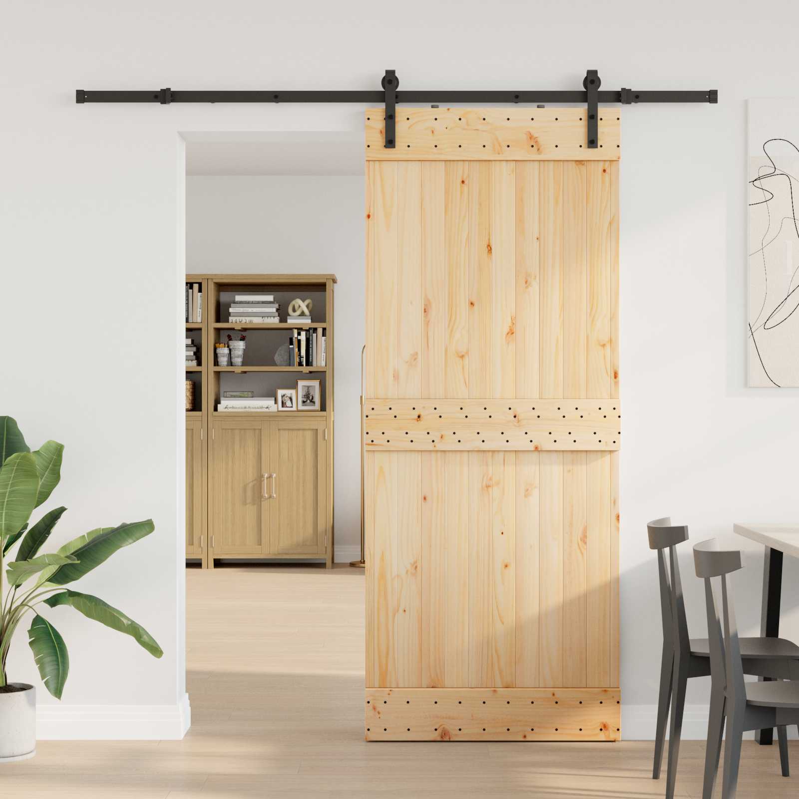 Klizna vrata NARVIK Prirodna i crna 85 x 210 cm (213,5 cm)