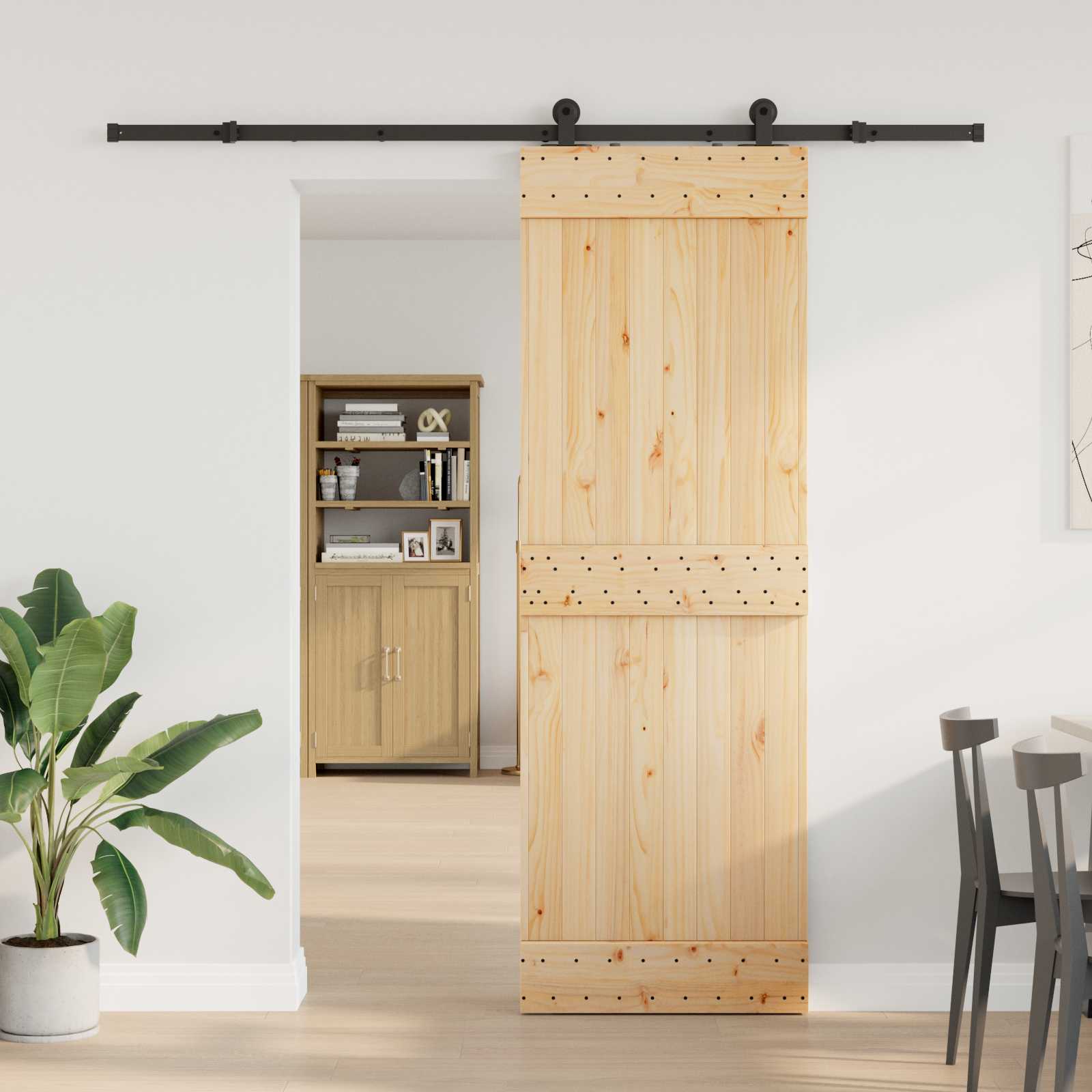 Klizna vrata NARVIK Prirodna i crna 70 x 210 cm (213,5 cm)
