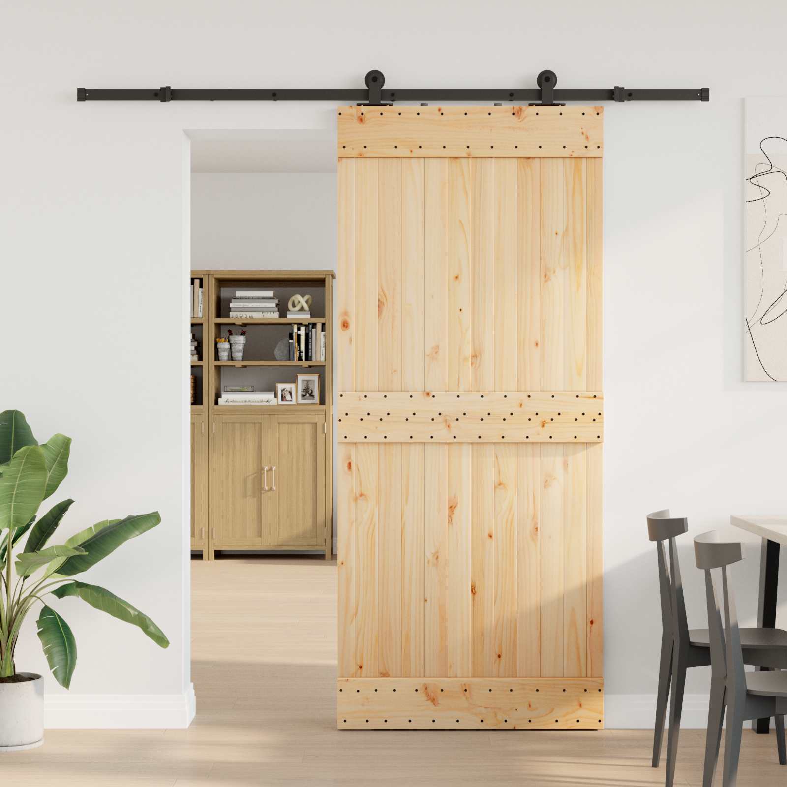 Klizna vrata NARVIK Prirodna i crna 90 x 210 cm (213,5 cm)