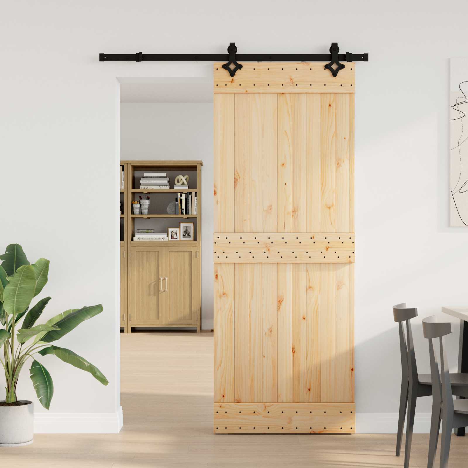 Klizna vrata NARVIK Prirodna i crna 80 x 210 cm (152,5 cm)