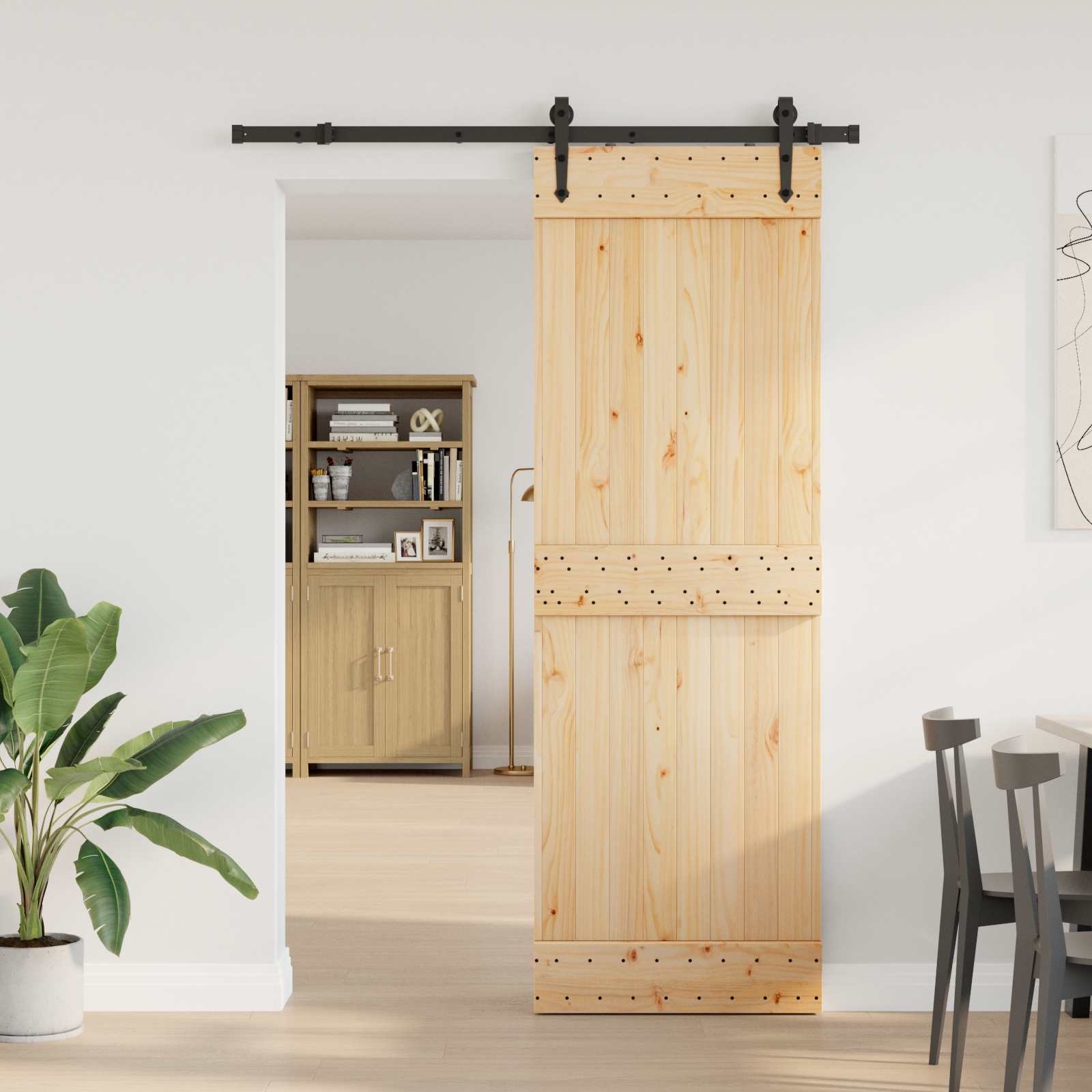 Klizna vrata NARVIK Prirodna i crna 80 x 210 cm (152,5 cm)