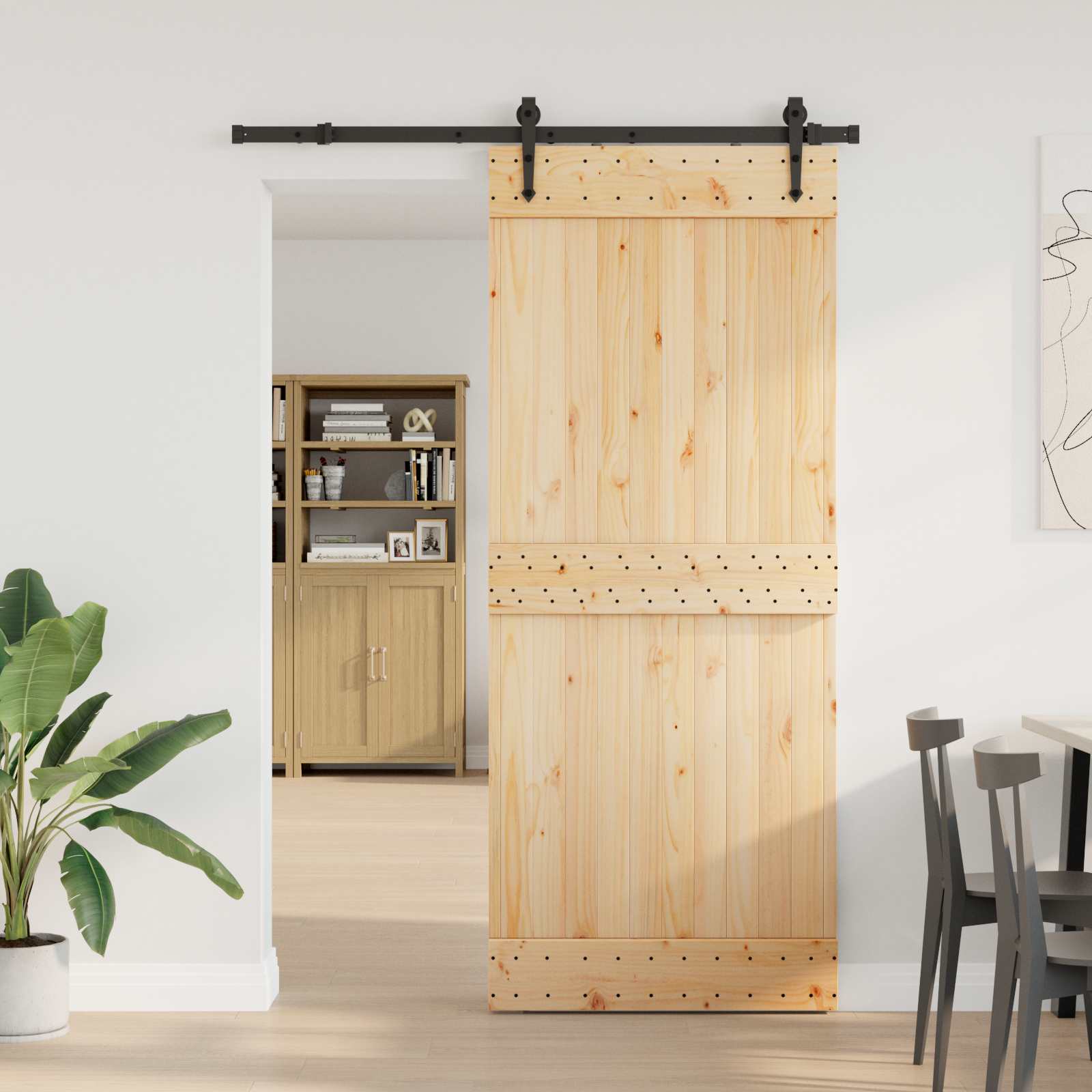 Klizna vrata NARVIK Prirodna i crna 85 x 210 cm (152,5 cm)