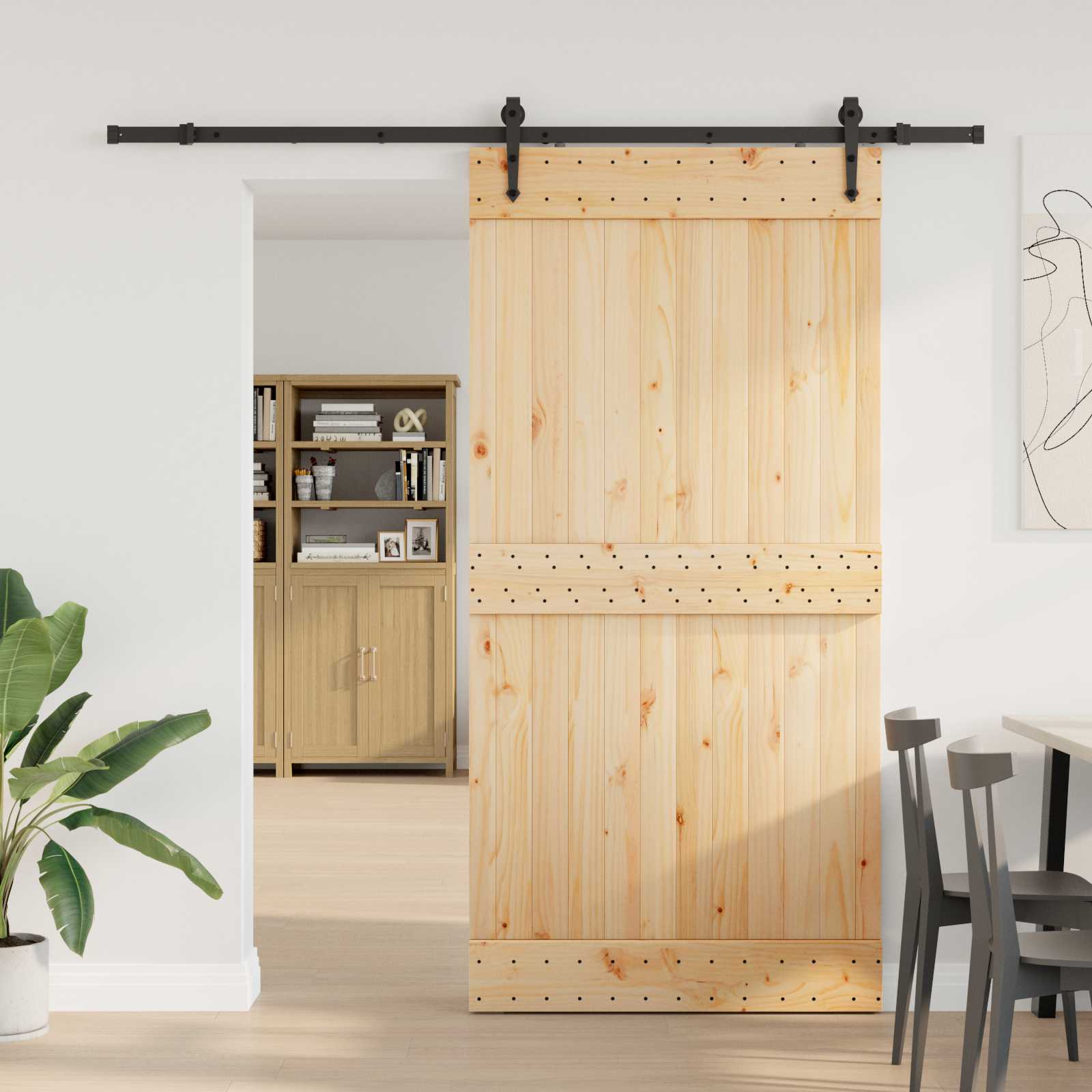 Klizna vrata NARVIK Prirodna i crna 100 x 210 cm (213,5 cm)