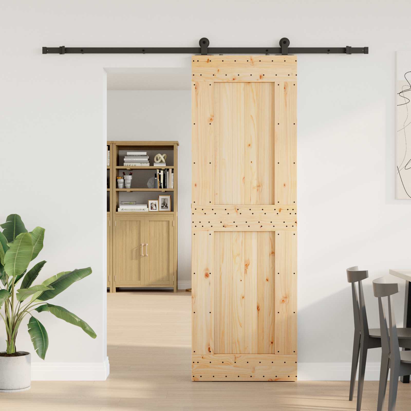 Klizna vrata NARVIK Prirodna i crna 70 x 210 cm (213,5 cm)
