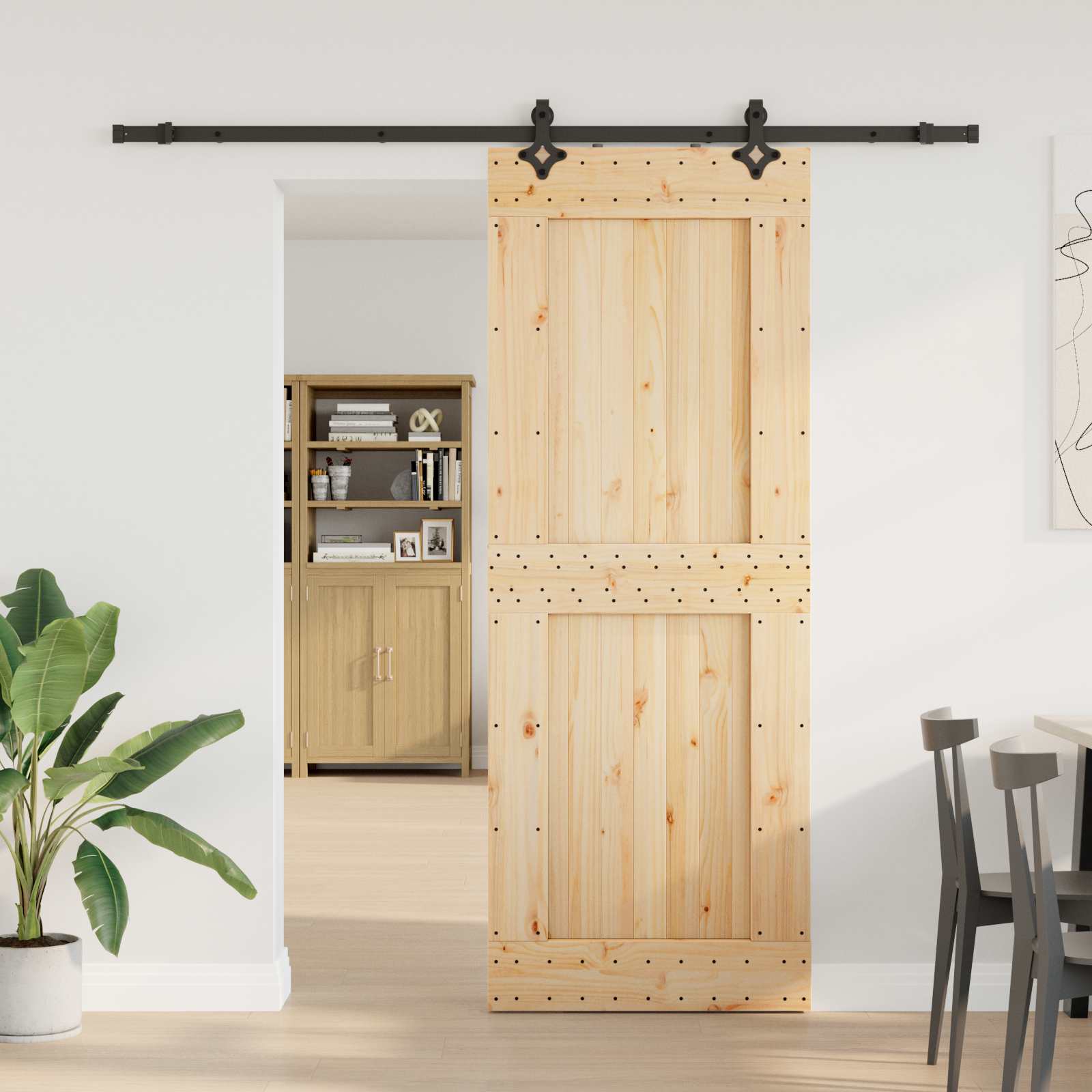 Klizna vrata NARVIK Prirodna i crna 85 x 210 cm (213,5 cm)