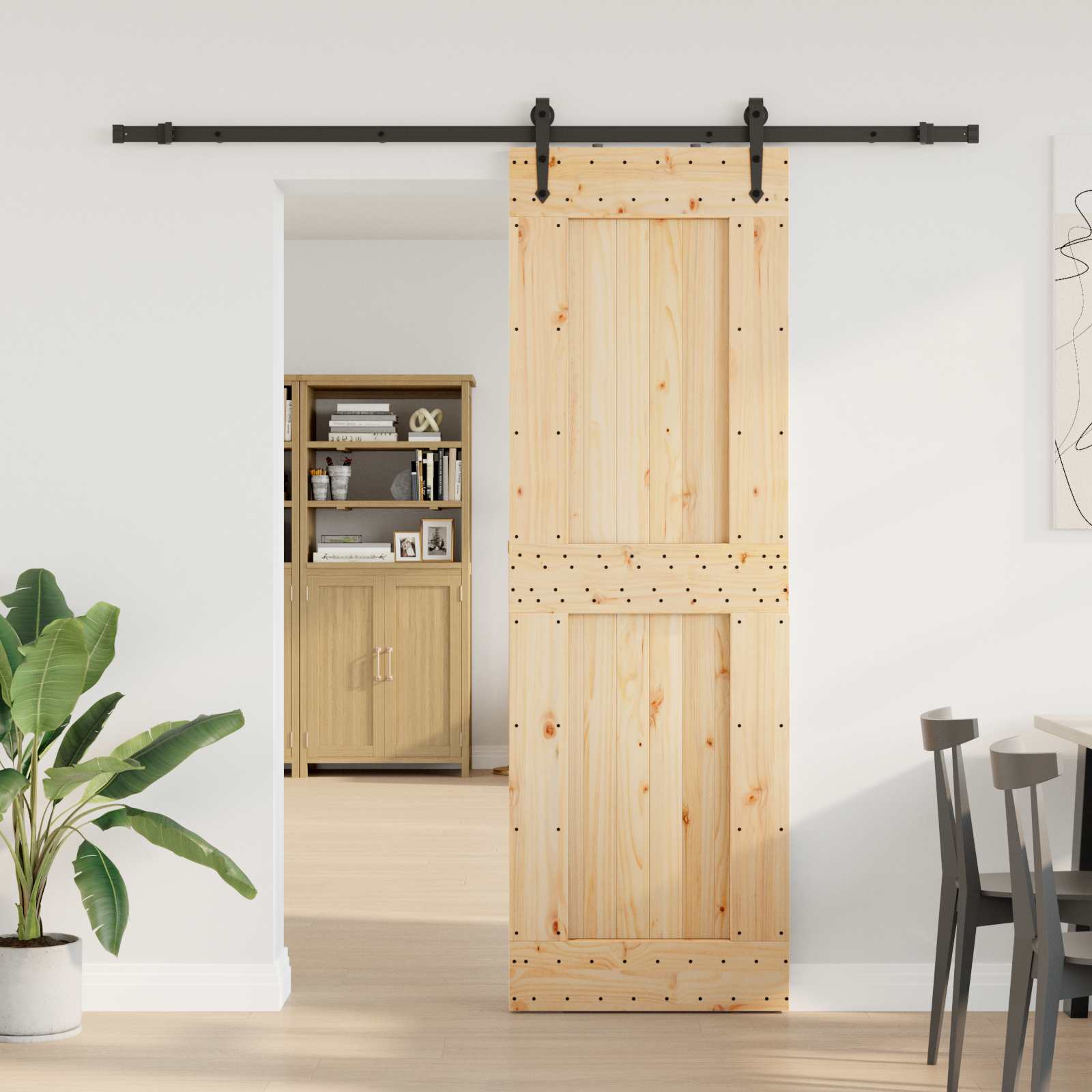 Klizna vrata NARVIK Prirodna i crna 70 x 210 cm (213,5 cm)