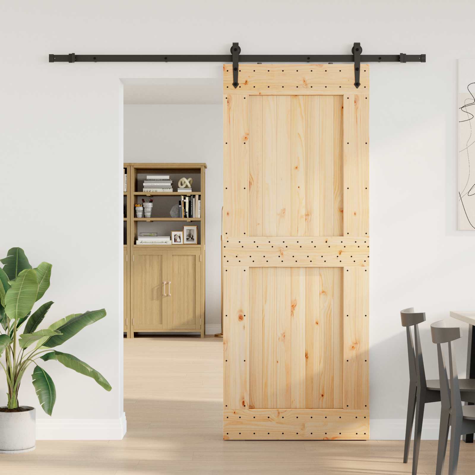 Klizna vrata NARVIK Prirodna i crna 90 x 210 cm (213,5 cm)