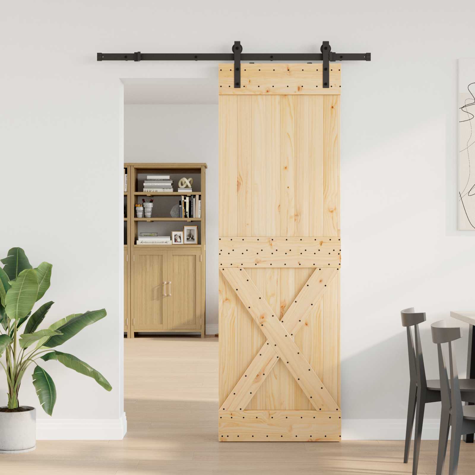 Klizna vrata NARVIK Prirodna i crna 70 x 210 cm (152,5 cm)