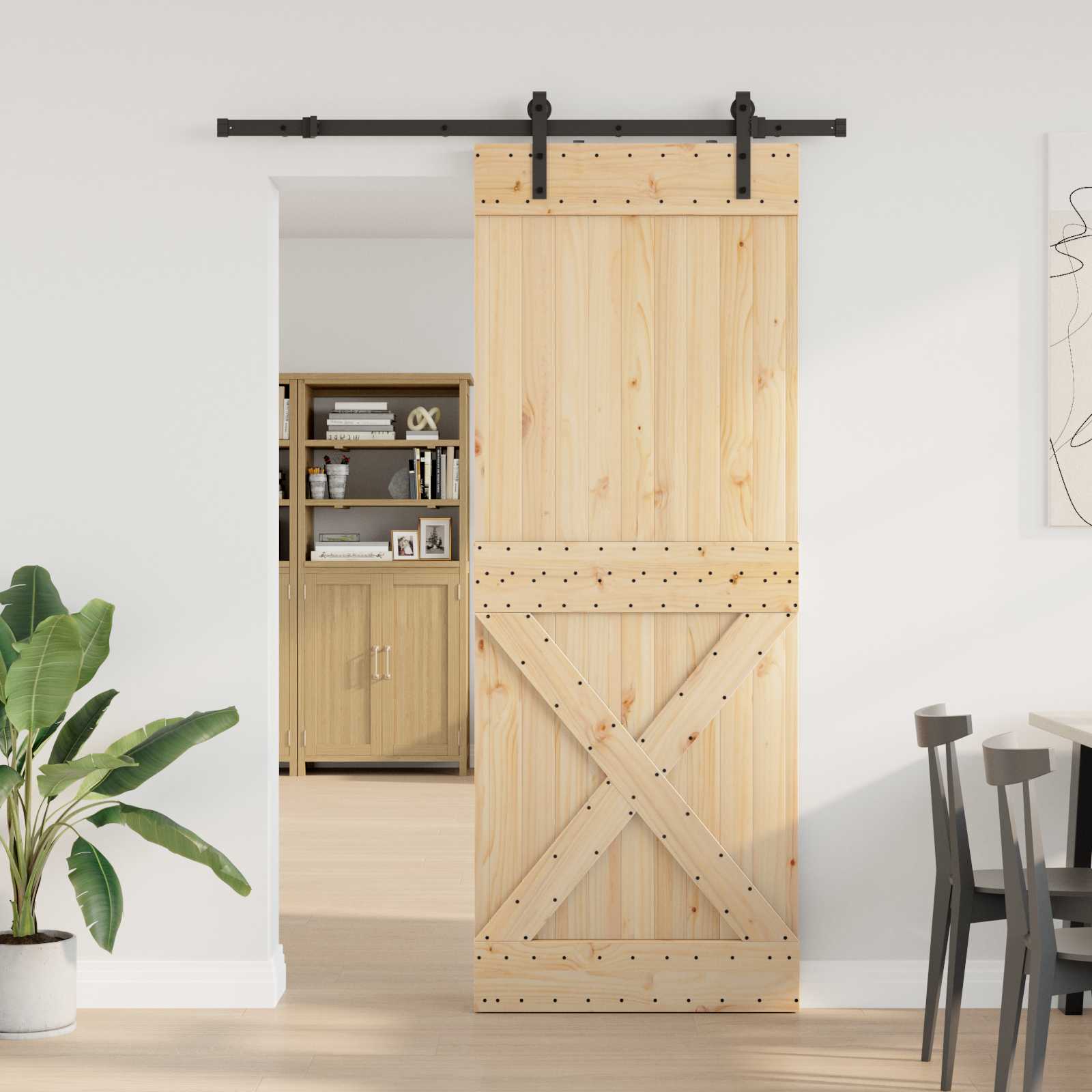 Klizna vrata NARVIK Prirodna i crna 85 x 210 cm (152,5 cm)