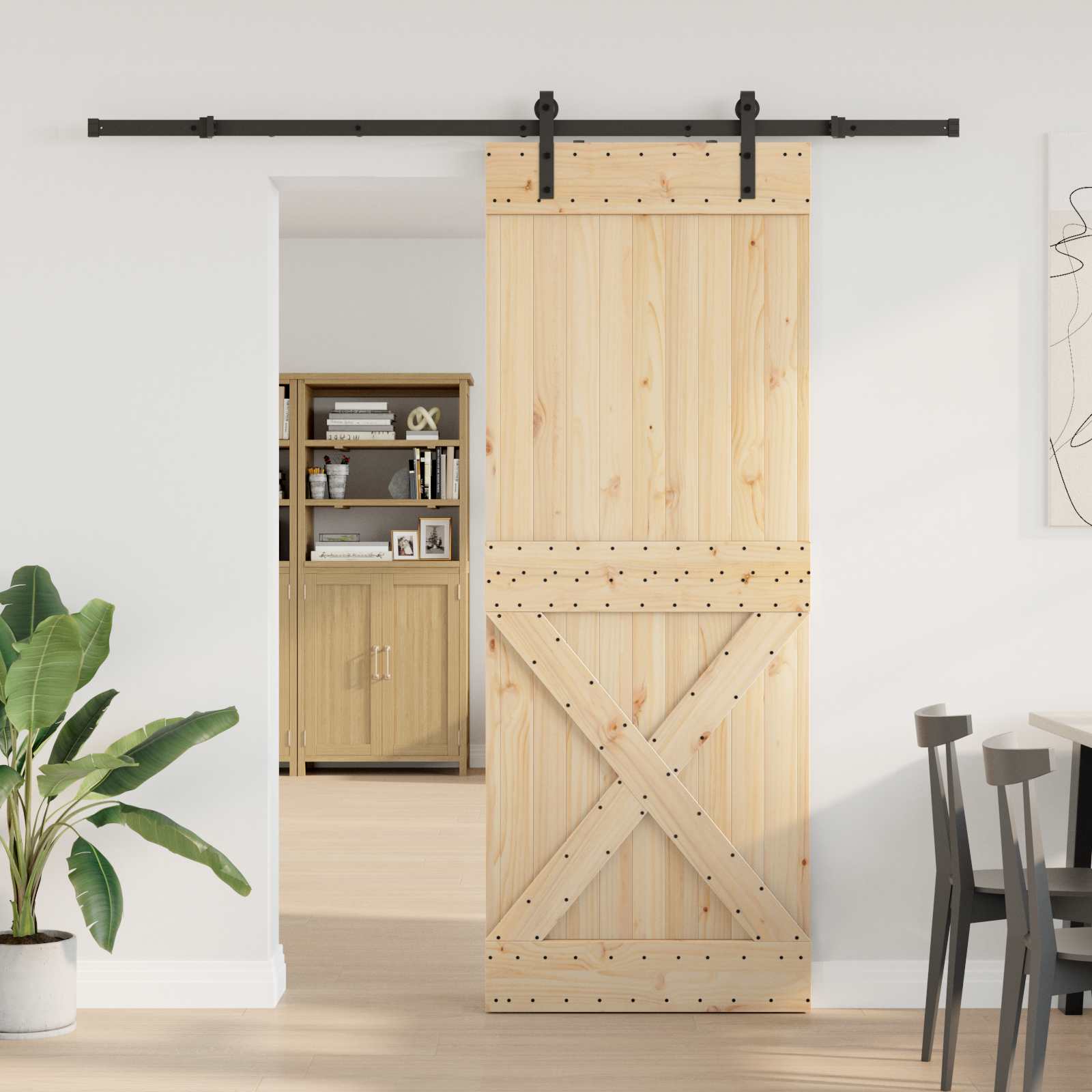 Klizna vrata NARVIK Prirodna i crna 85 x 210 cm (213,5 cm)