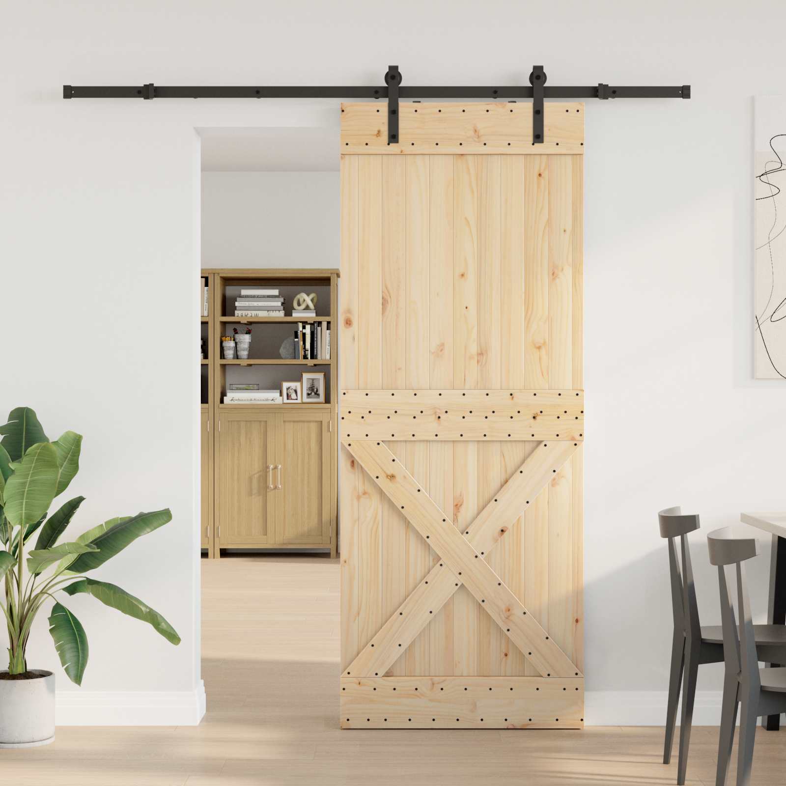 Klizna vrata NARVIK Prirodna i crna 90 x 210 cm (213,5 cm)