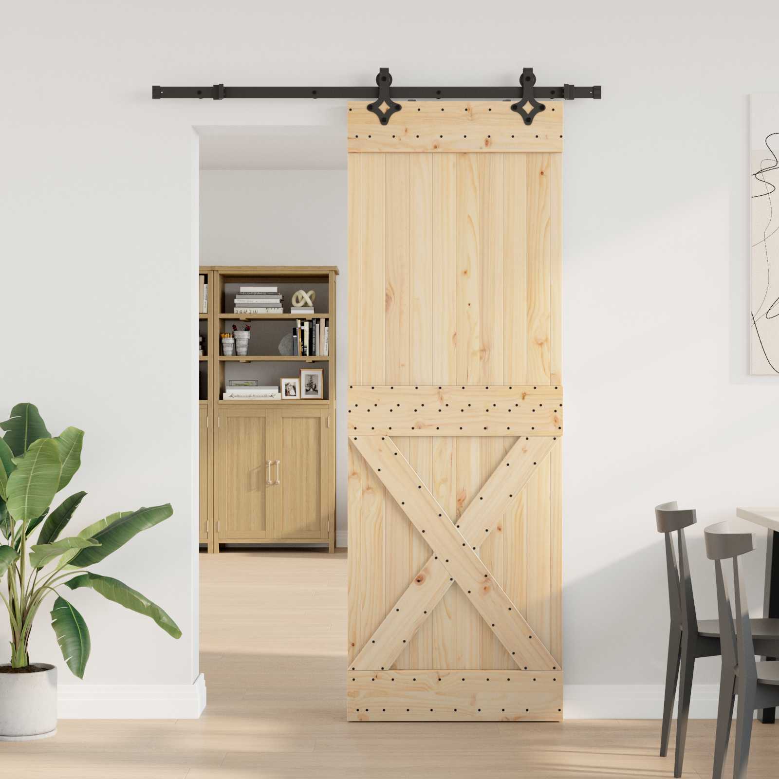 Klizna vrata NARVIK Prirodna i crna 80 x 210 cm (152,5 cm)