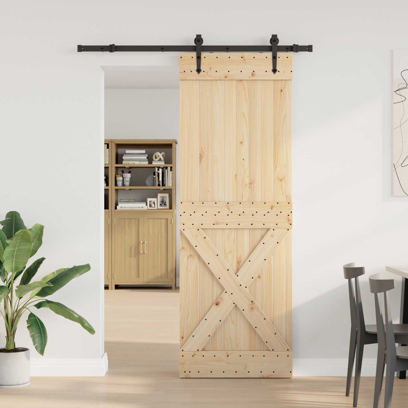 Klizna vrata NARVIK Prirodna i crna 80 x 210 cm (152,5 cm)