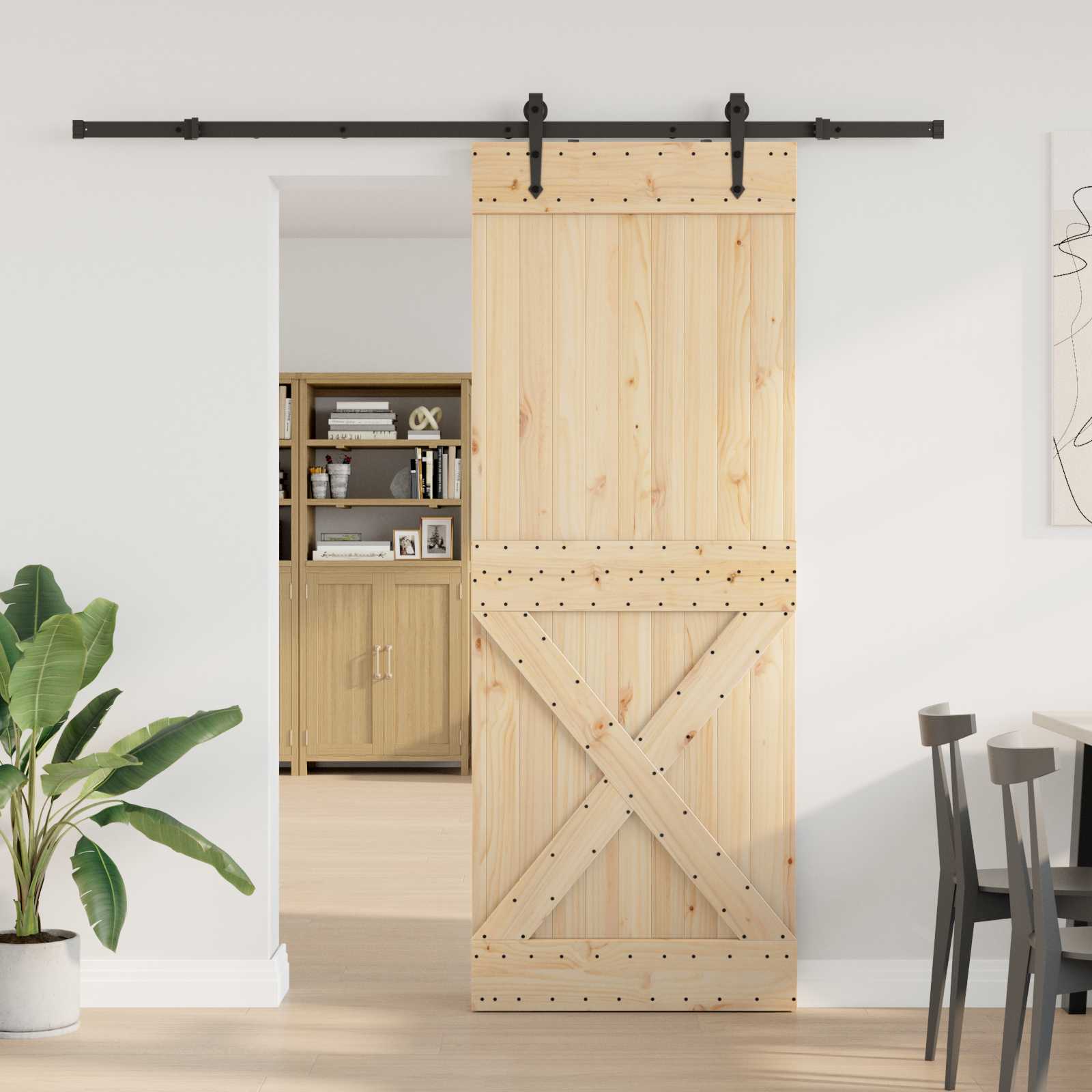 Klizna vrata NARVIK Prirodna i crna 85 x 210 cm (213,5 cm)