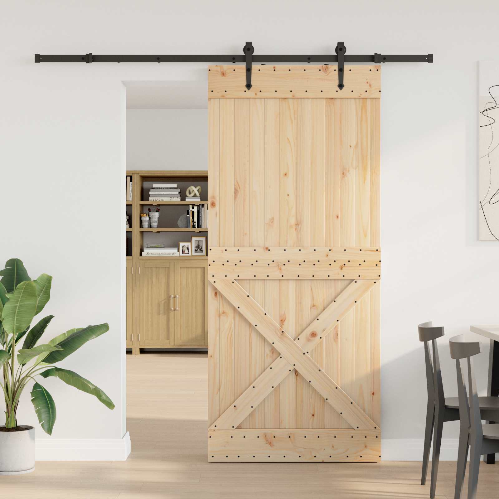 Klizna vrata NARVIK Prirodna i crna 100 x 210 cm (213,5 cm)
