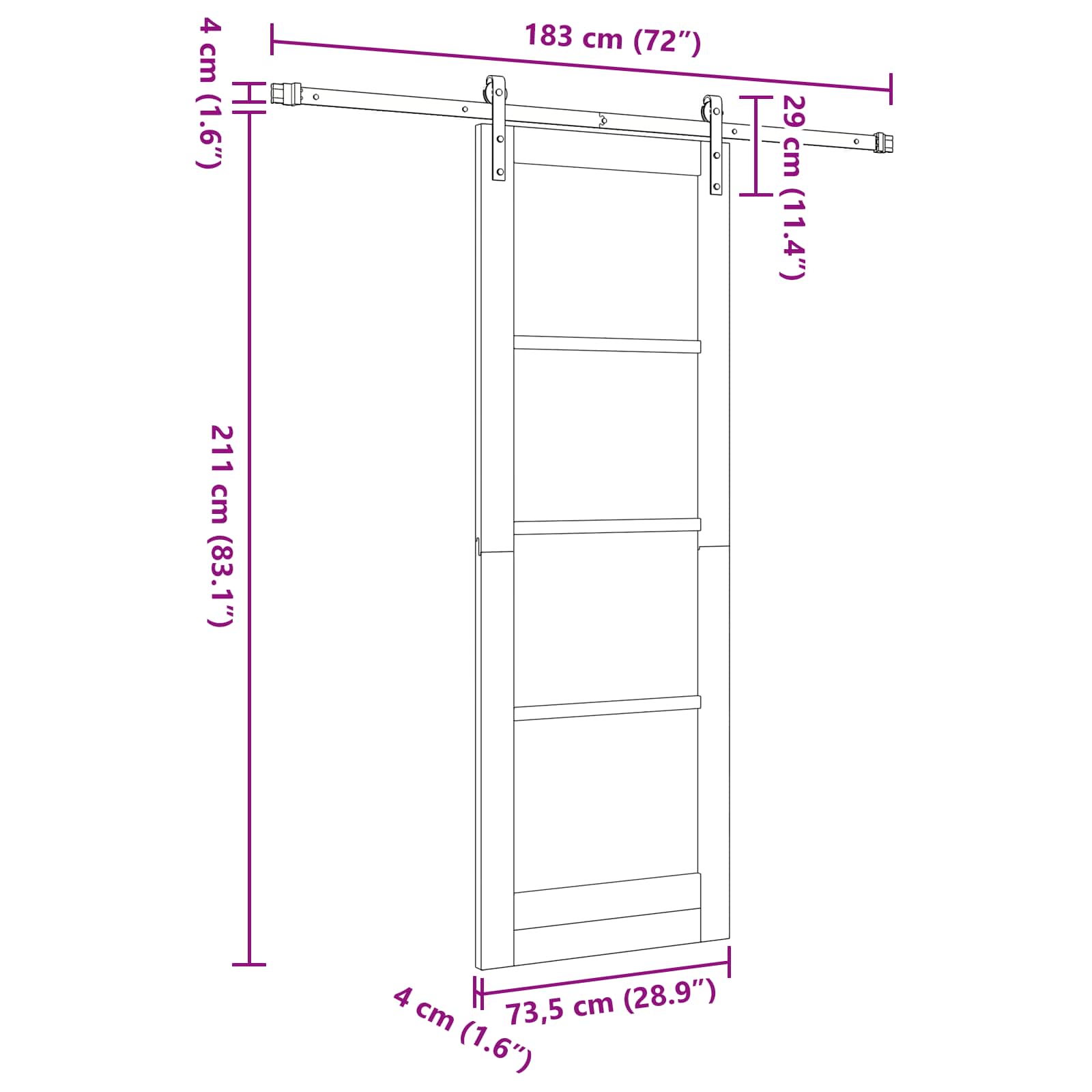 Klizna vrata Prirodna i crna 73,5 x 211 cm Masivna borovina