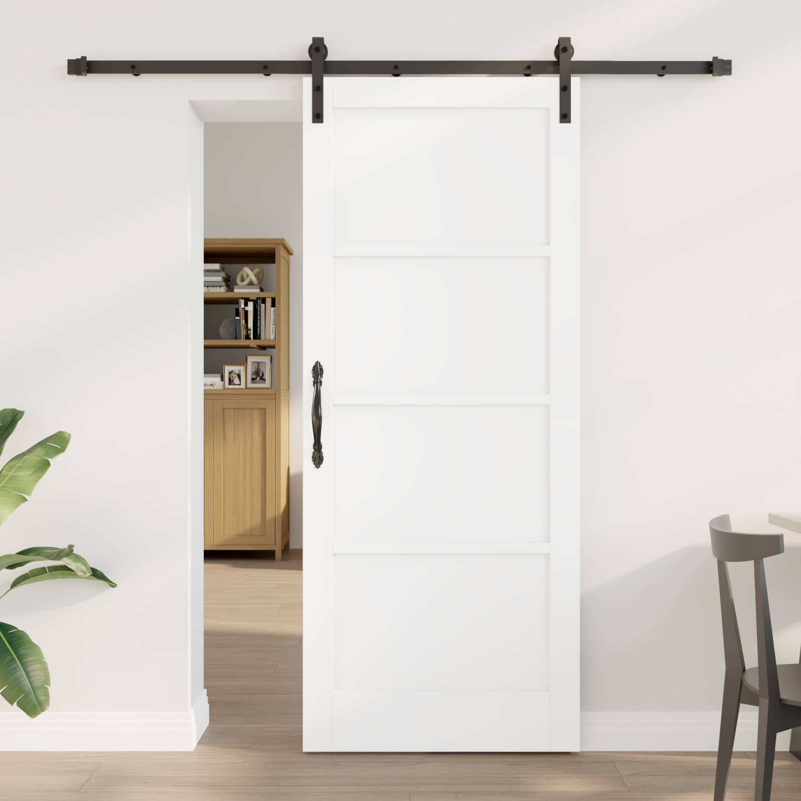 Klizna vrata Bijela i crna 83 x 202 cm Masivna borovina