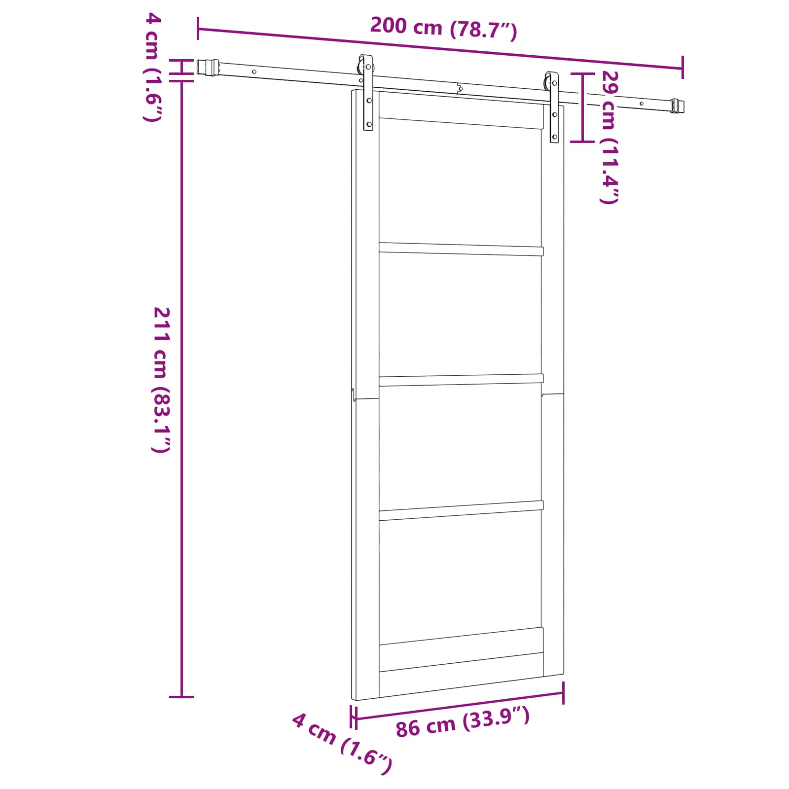 Klizna vrata Prirodna i bijela 86 x 211 cm Masivna borovina
