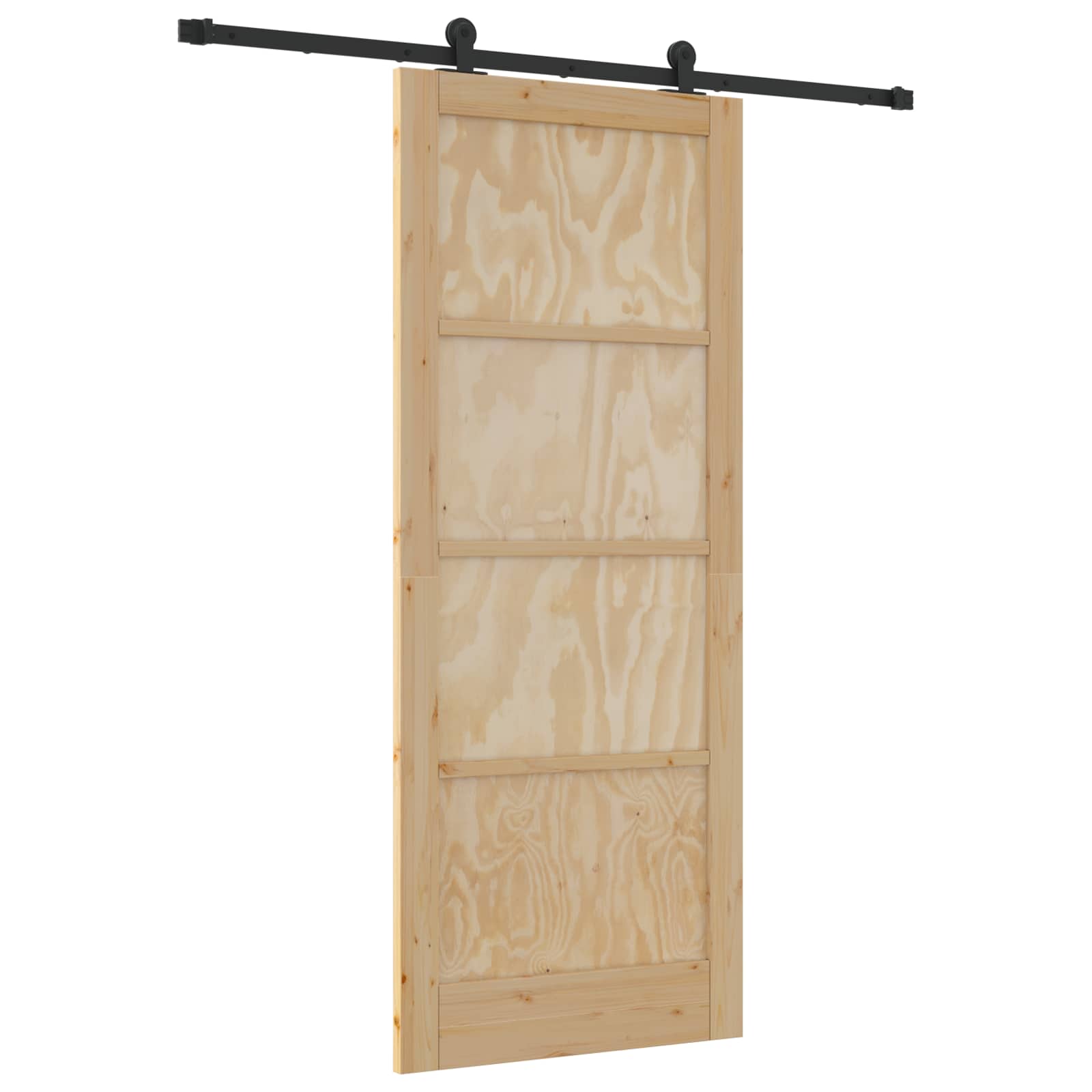 Klizna vrata Prirodna i crna 86 x 211 cm Masivna borovina