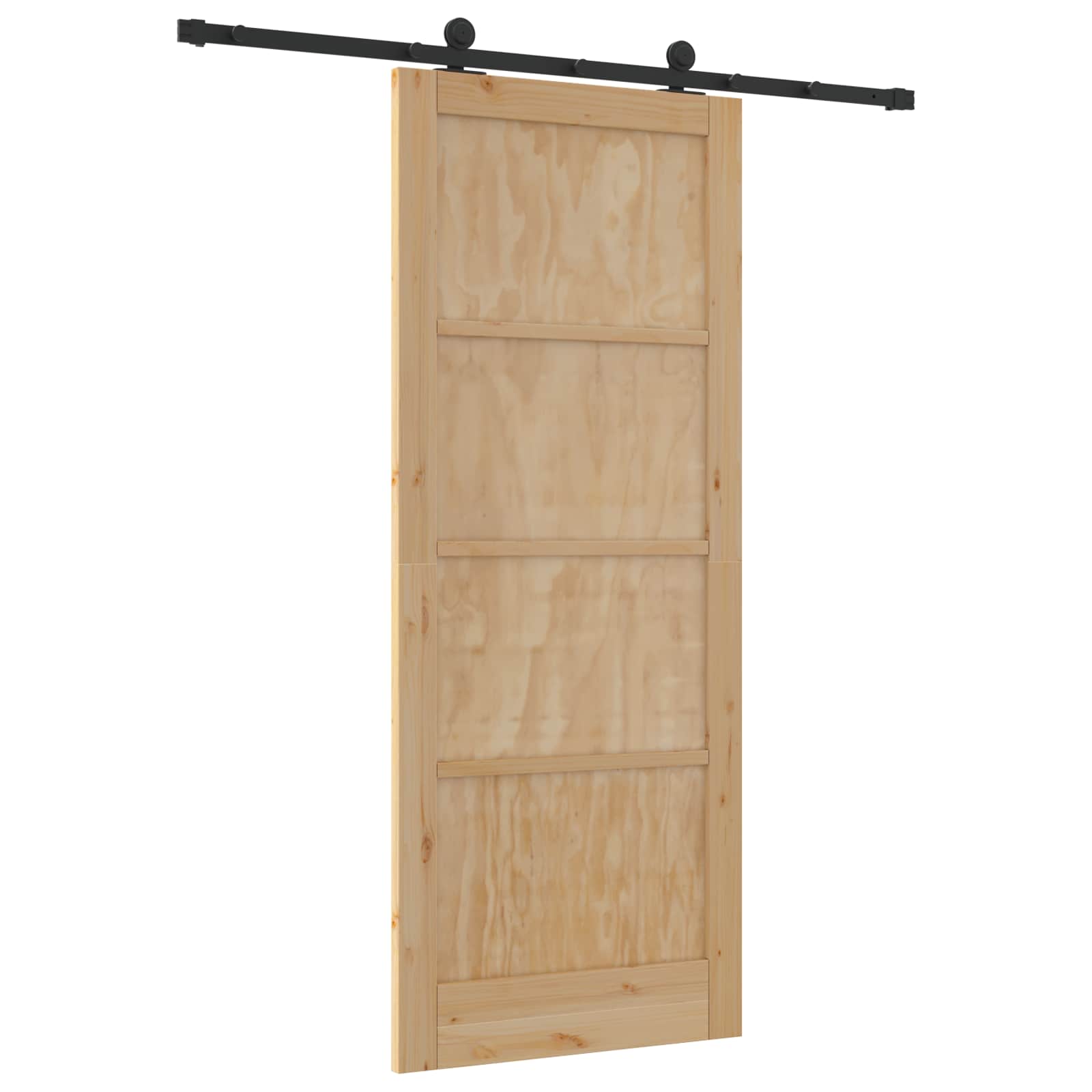 Klizna vrata Prirodna i crna 86 x 211 cm Masivna borovina