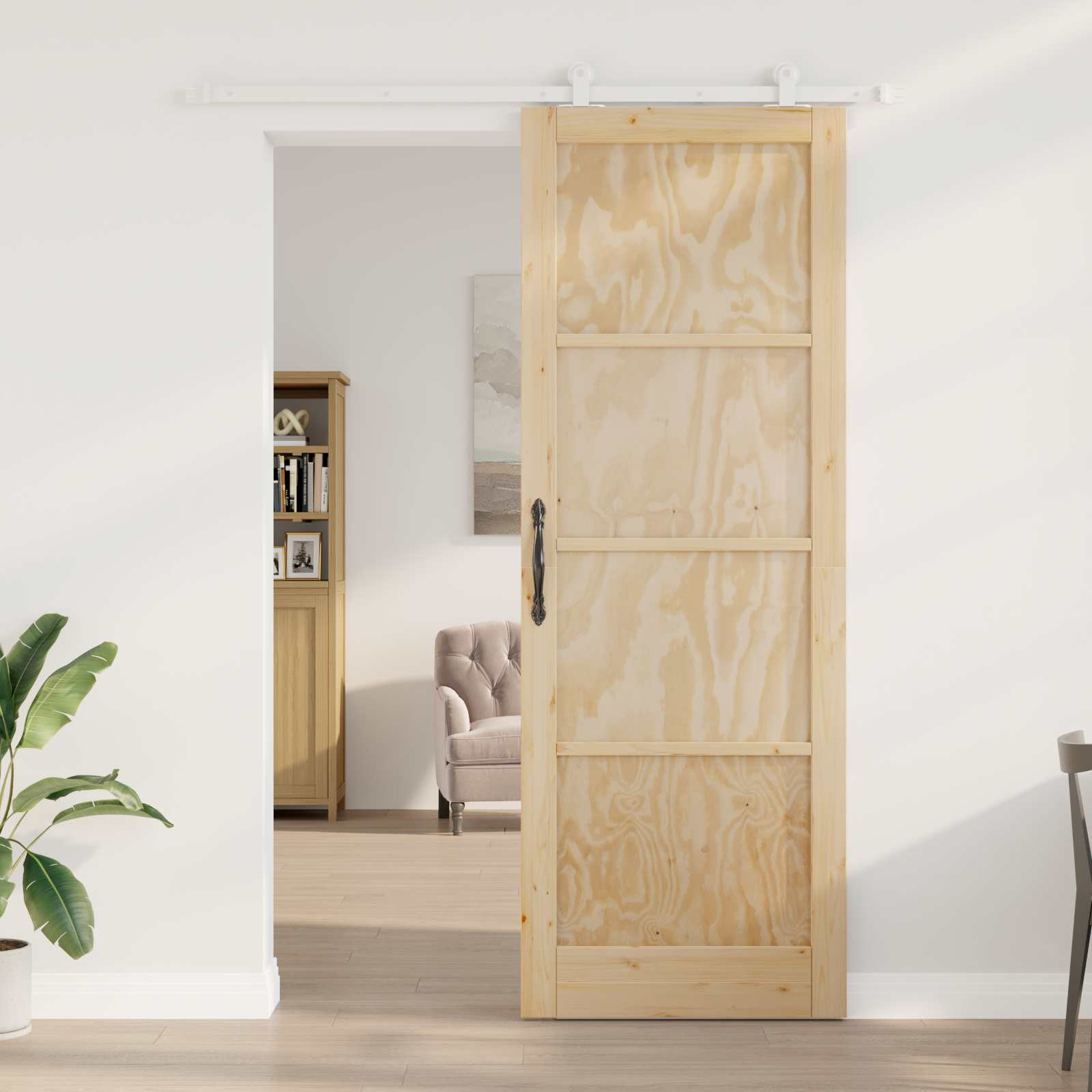 Klizna vrata Prirodna i bijela 83 x 232 cm Masivna borovina