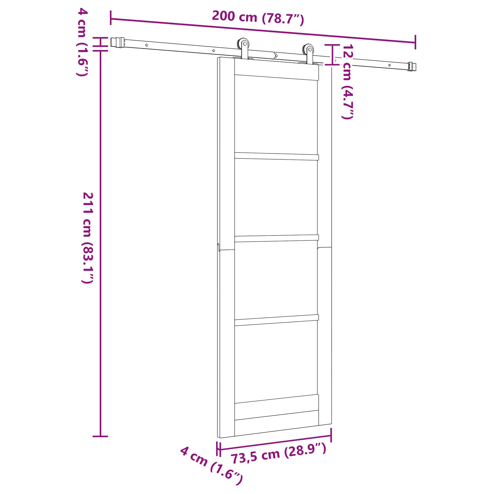 Klizna vrata Prirodna i bijela 73,5 x 211 cm Masivna borovina