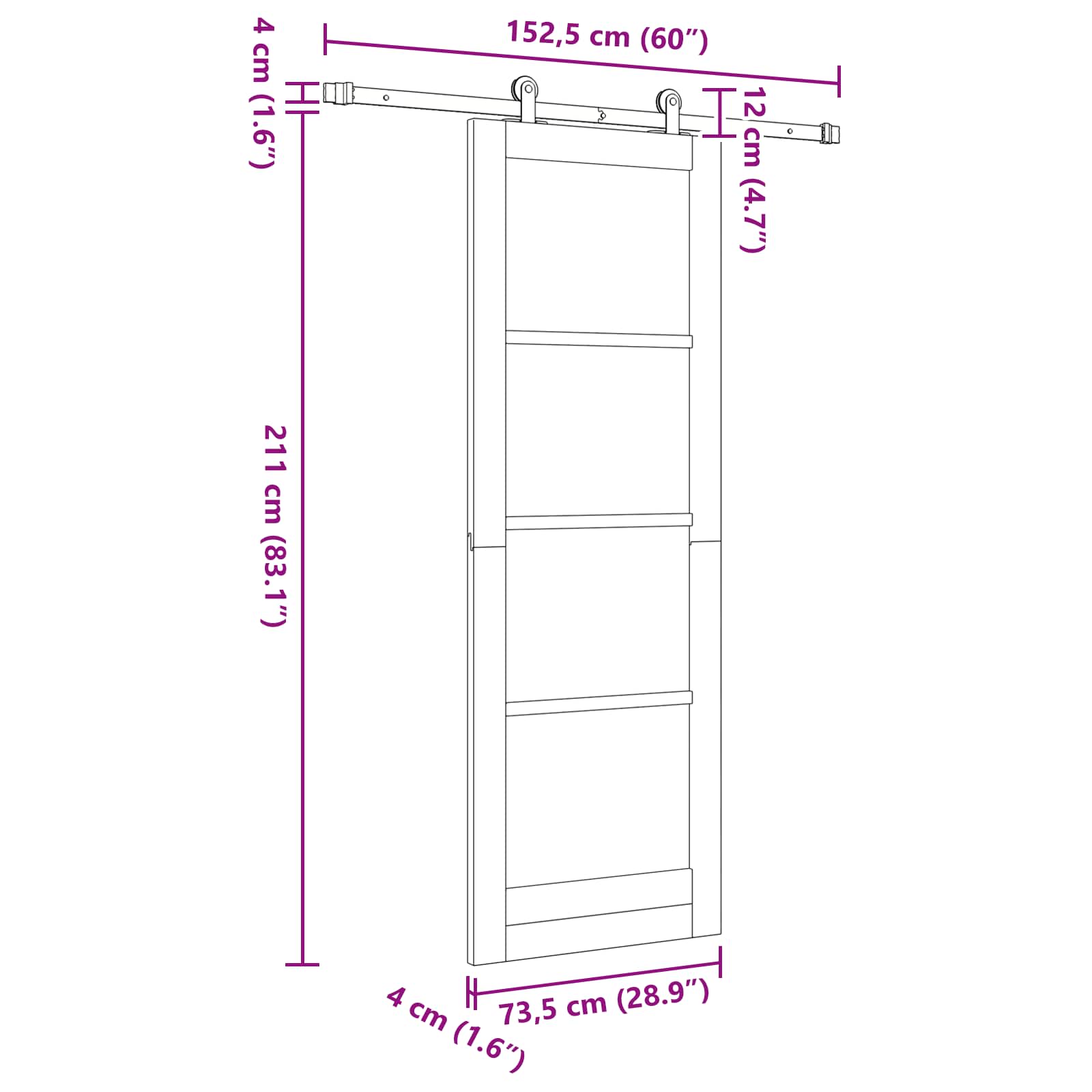 Klizna vrata ORKDAL Prirodna 73,5 x 211 cm Masivna borovina