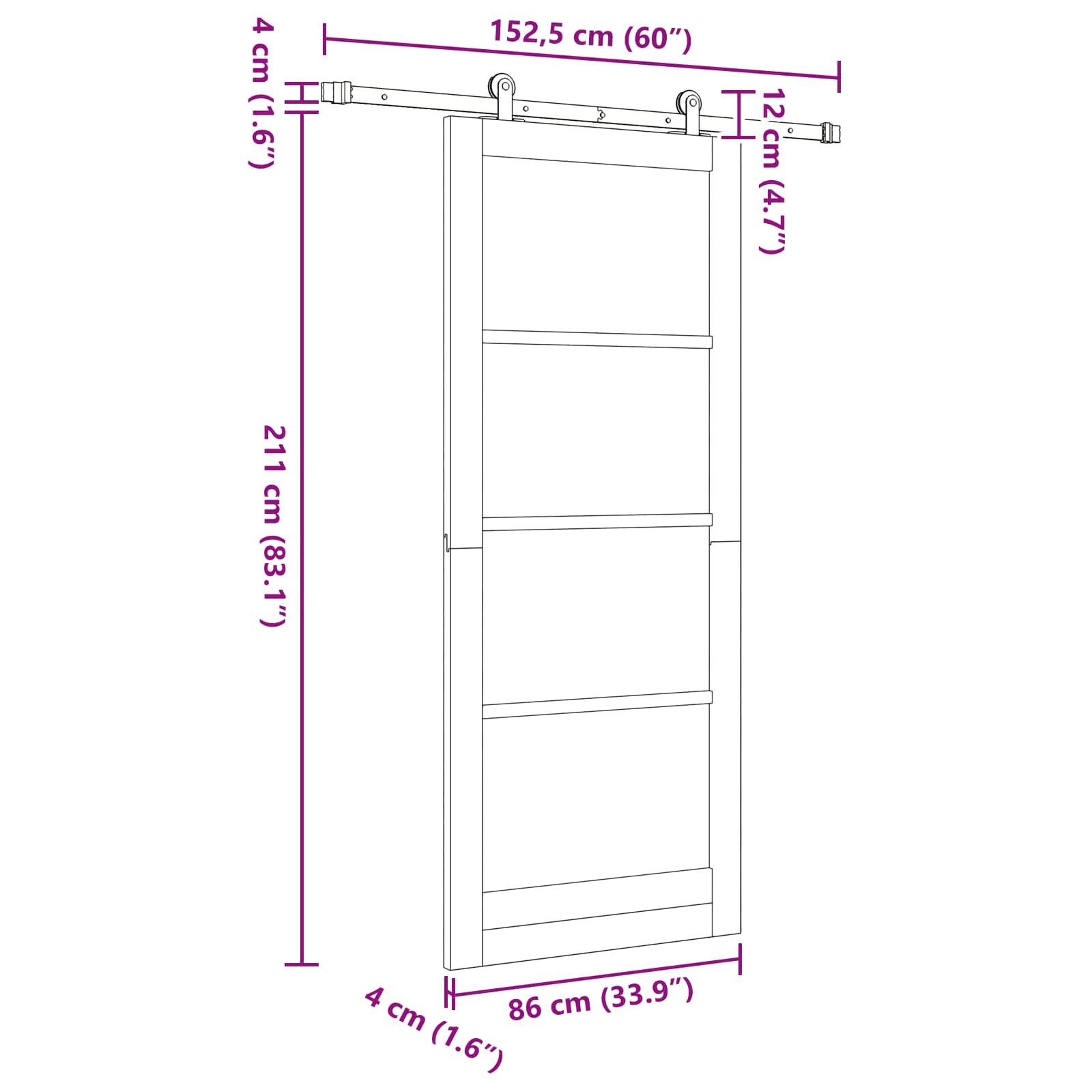 Klizna vrata ORKDAL Prirodna 86 x 211 cm Masivna borovina