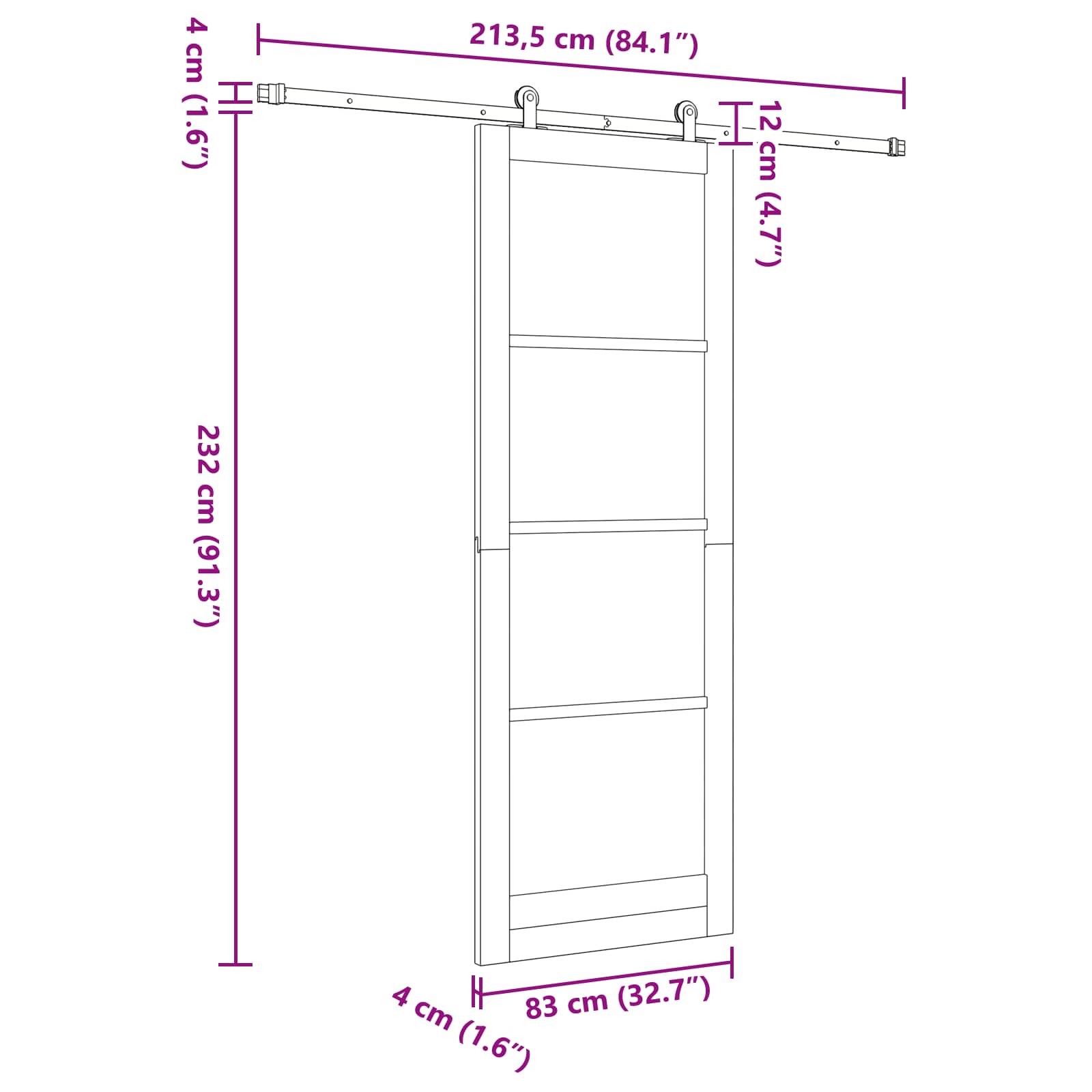 Klizna vrata ORKDAL Prirodna 83 x 232 cm Masivna borovina