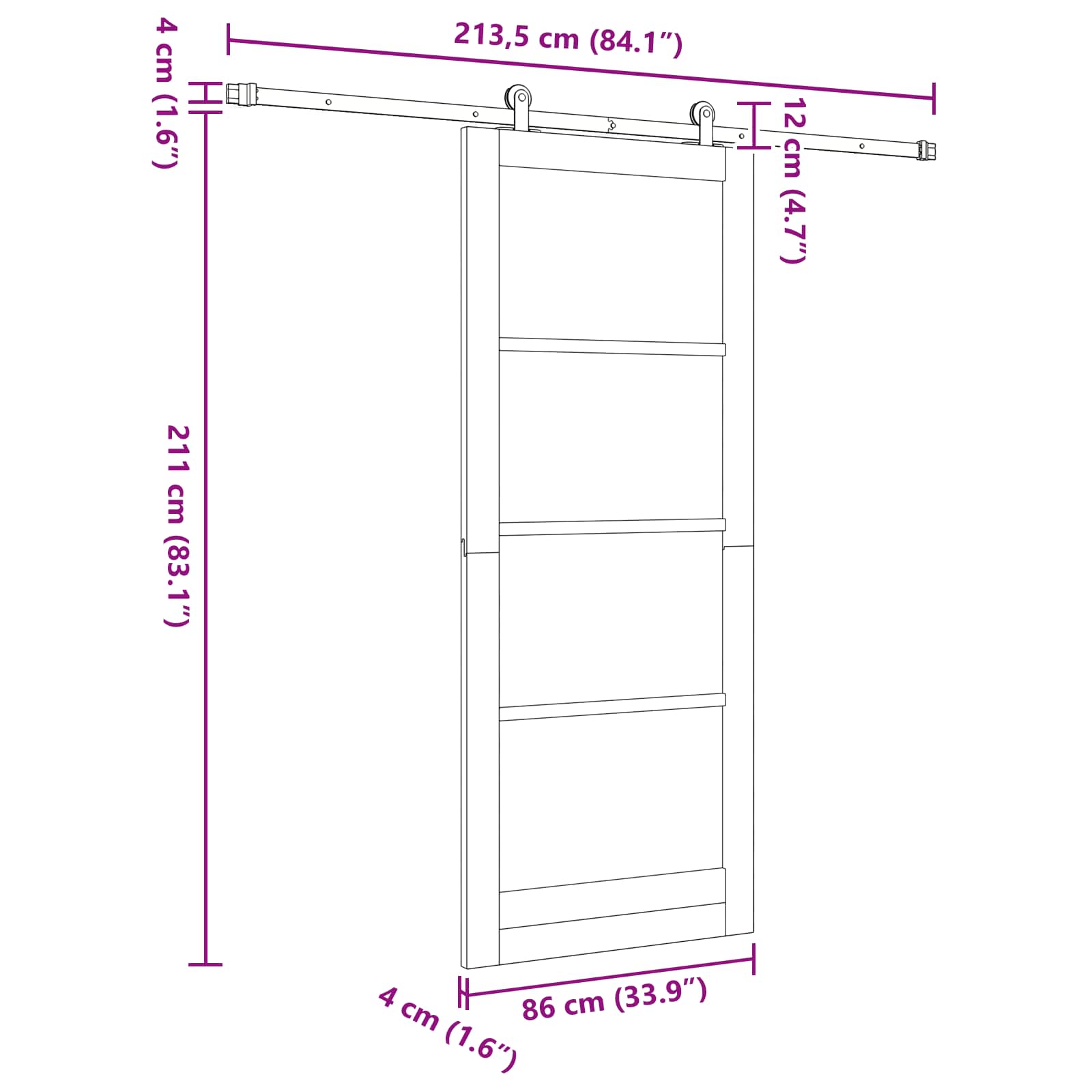 Klizna vrata ORKDAL Prirodna 86 x 211 cm Masivna borovina